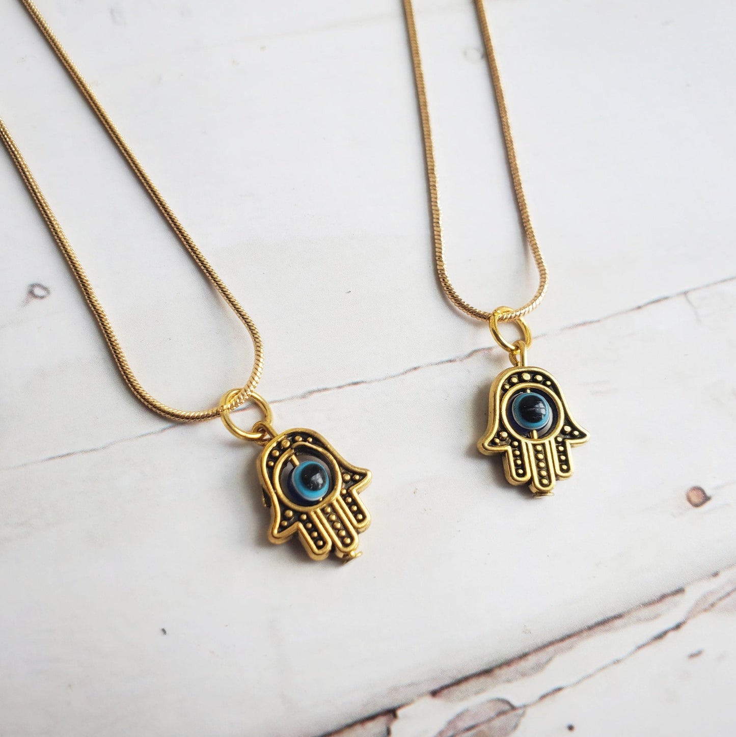 PROTECTION | Hand of Hamsa Pendant Gold Necklace | Evil Eye Protection, Luck, and Blessings