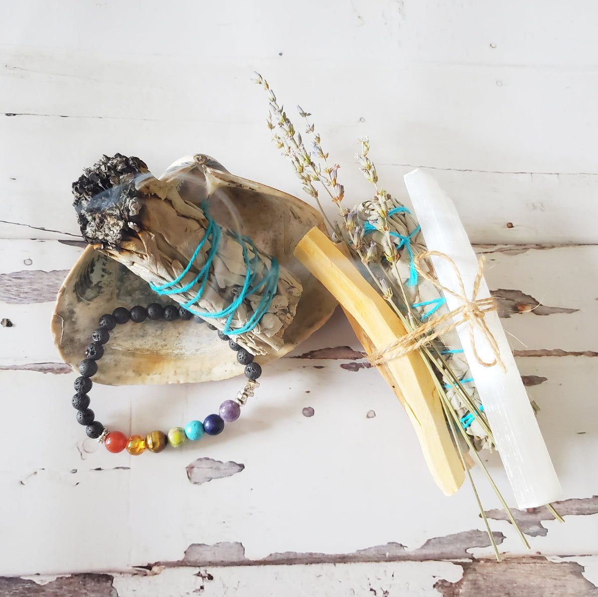SPIRIT Smudge Kit | Organic White Sage | Palo Santo | Selenite Wand