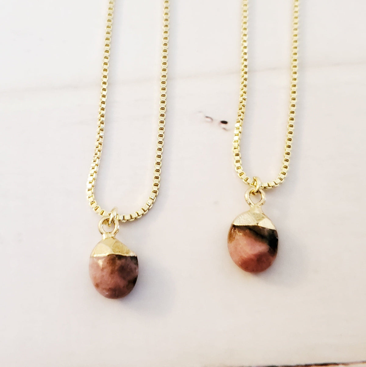 RHODONITE | 14K Gold Adjustable Crystal Pendant Necklace