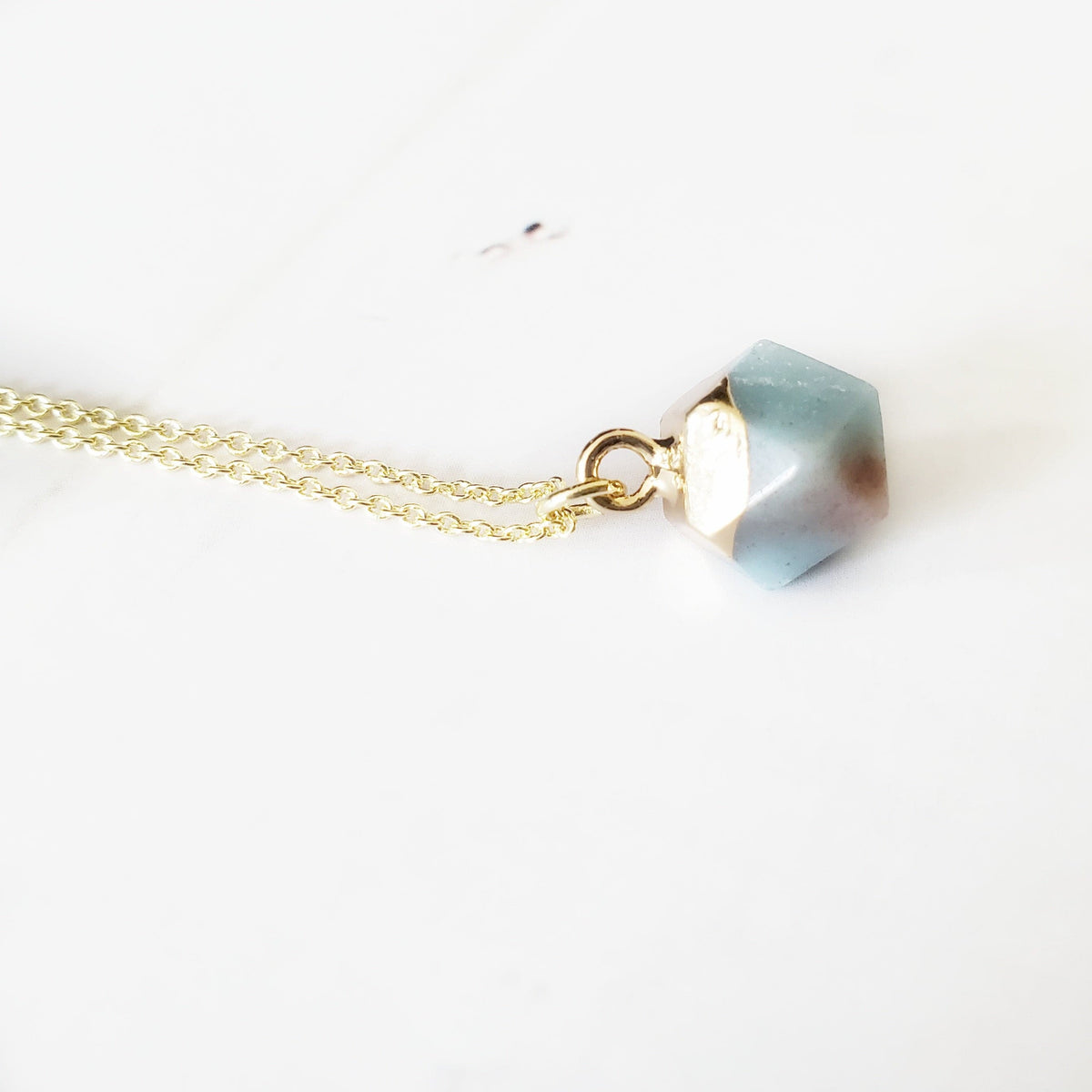 amazonite, raw amazonite, crystal healing, throat chakra healing, minimalist crystal jewelry, 14k gold crystal necklace, witchy jewelry, witchy necklace, intention crystals, manifestation crystal, abundance crystals