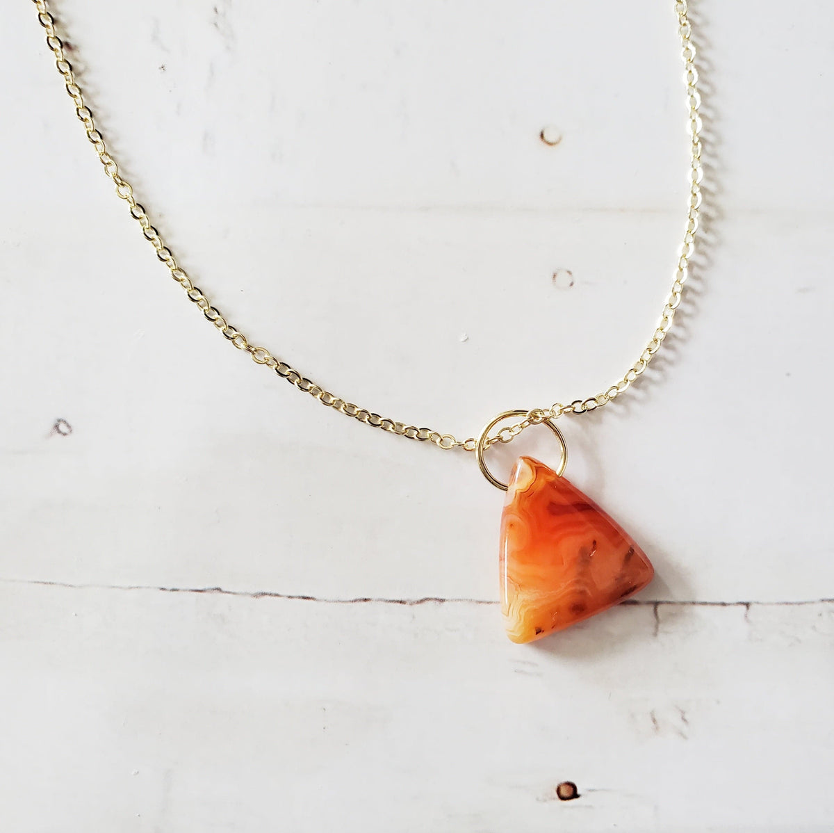 CARNELIAN | 14K Gold Cable Chain Crystal Necklace