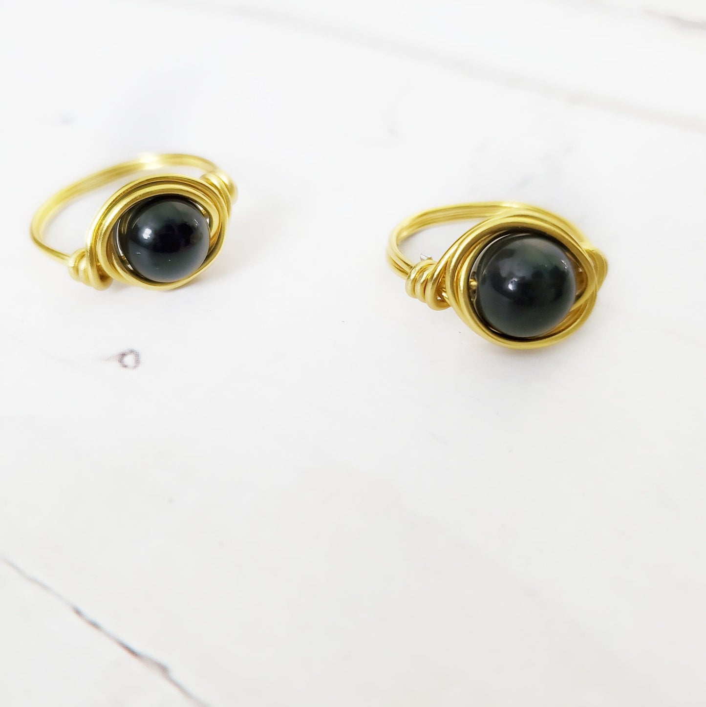 OBSIDIAN | Minimalist 18K Gold Plated Wire Wrapped Ring | Crystal for ...