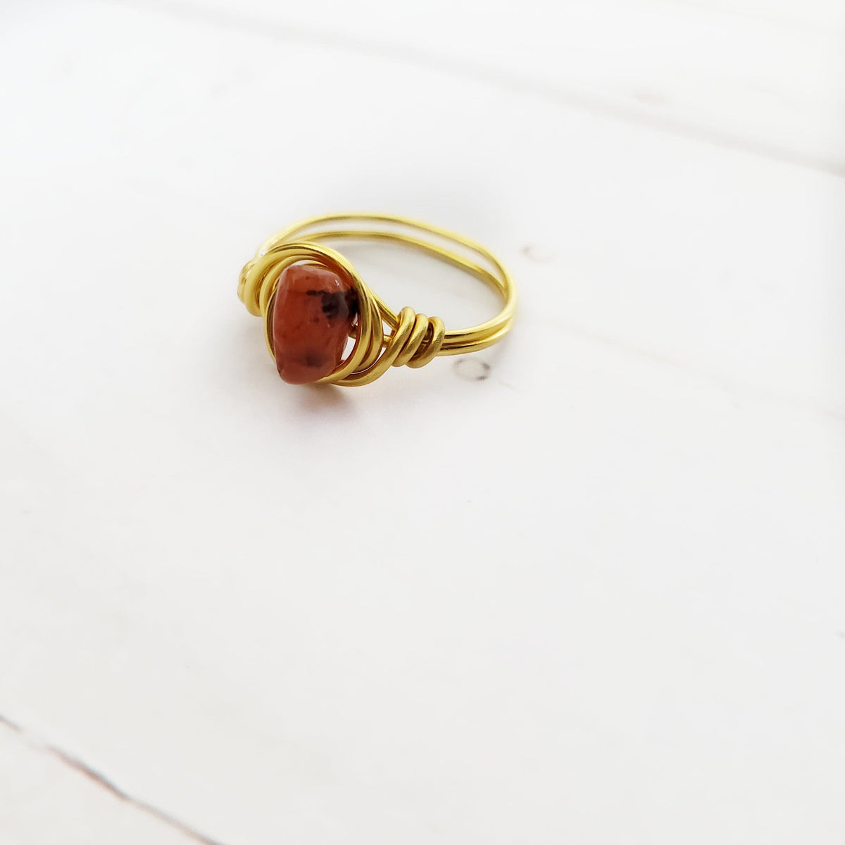 CARNELIAN | Minimalist 18K Gold Handmade Wire-Wrapped Ring