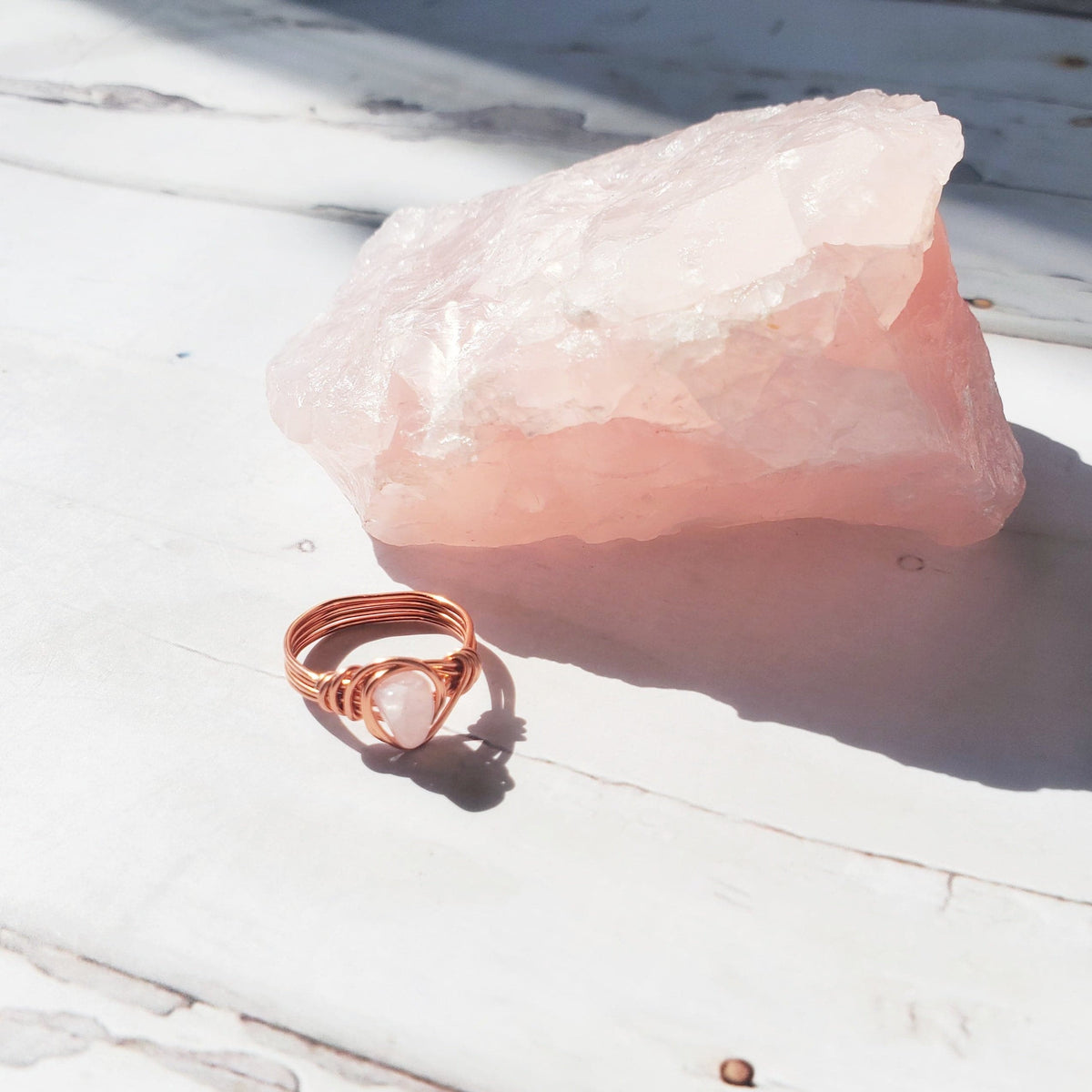 Rose Quartz | Rose Gold Handmade Wire-Wrapped Ring