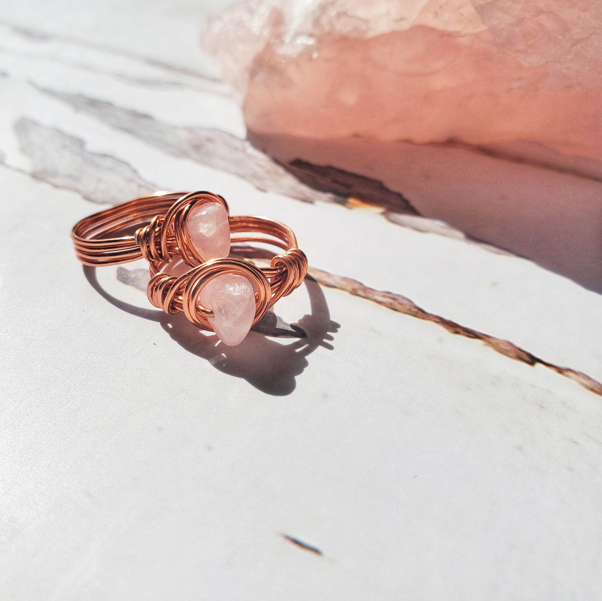 Rose Quartz | Rose Gold Handmade Wire-Wrapped Ring