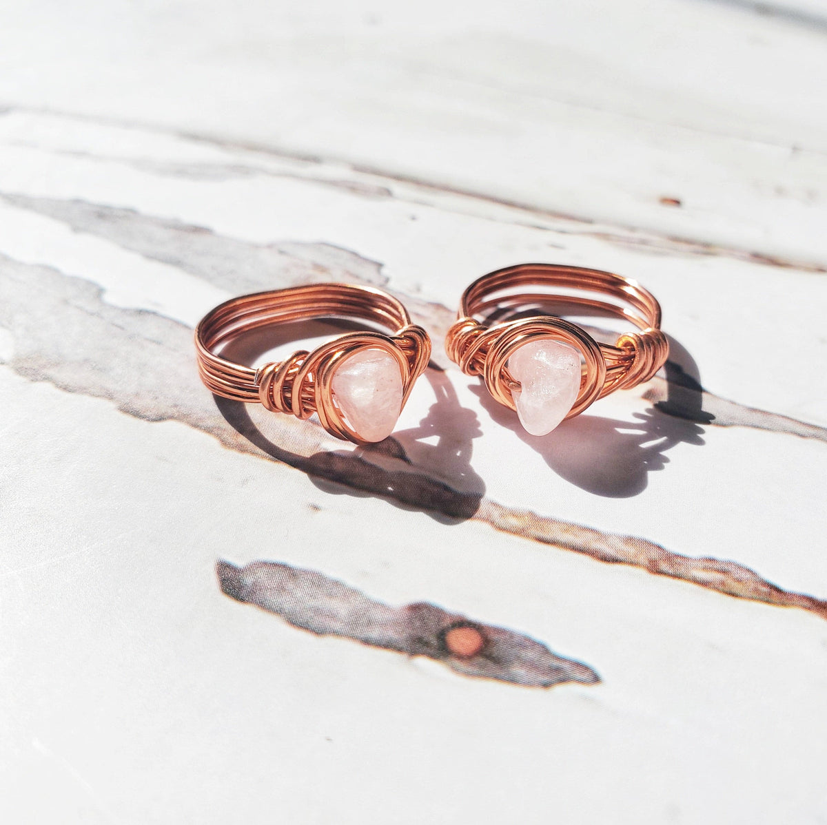 Rose Quartz | Rose Gold Handmade Wire-Wrapped Ring