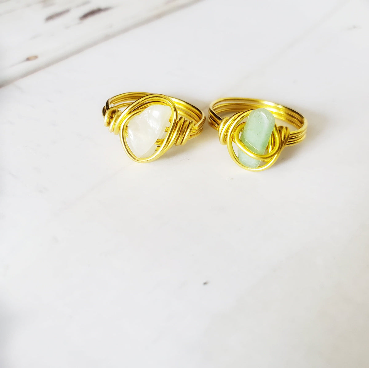 AVENTURINE | Minimalist 18K Gold Handmade Wire-Wrapped Ring