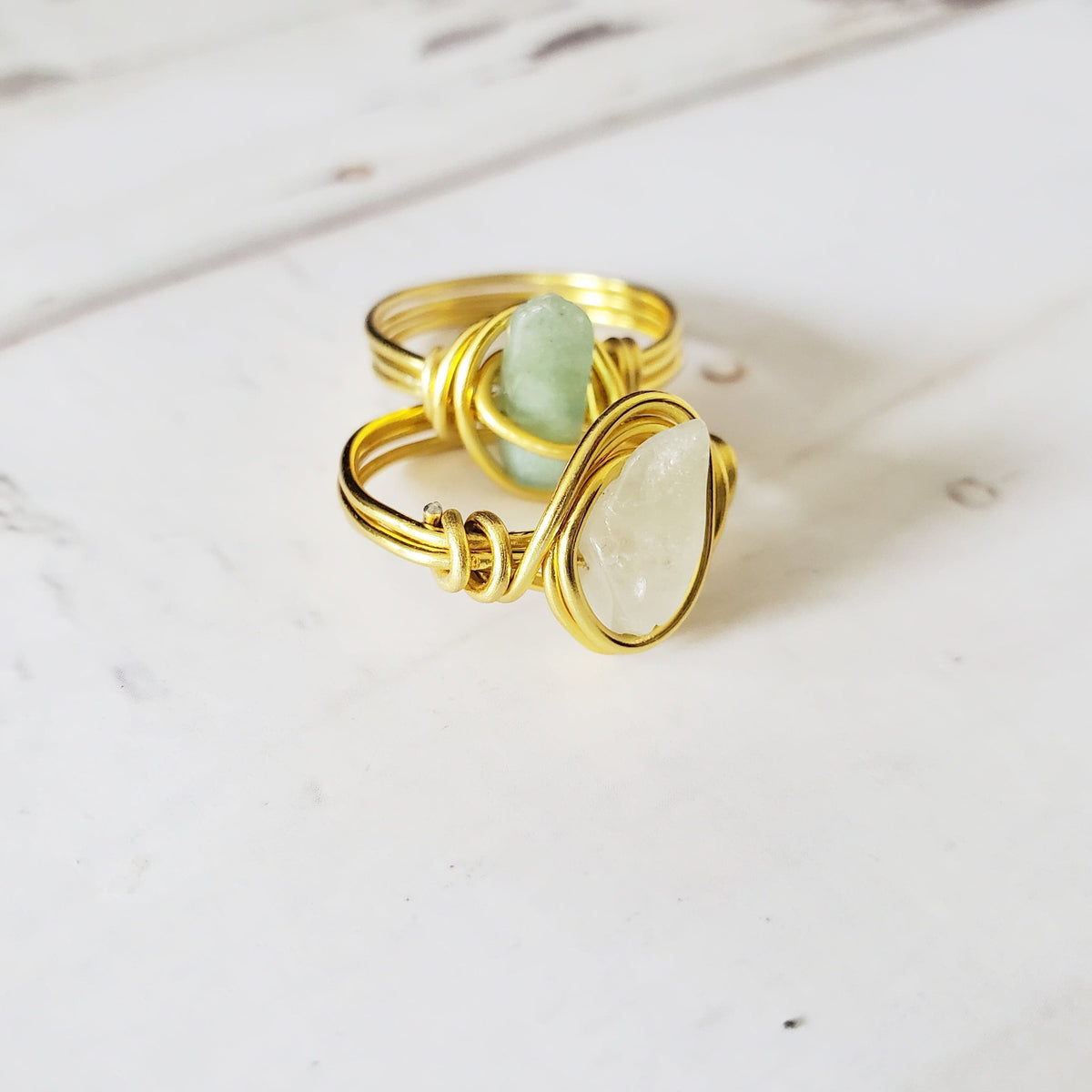 AVENTURINE | Minimalist 18K Gold Handmade Wire-Wrapped Ring