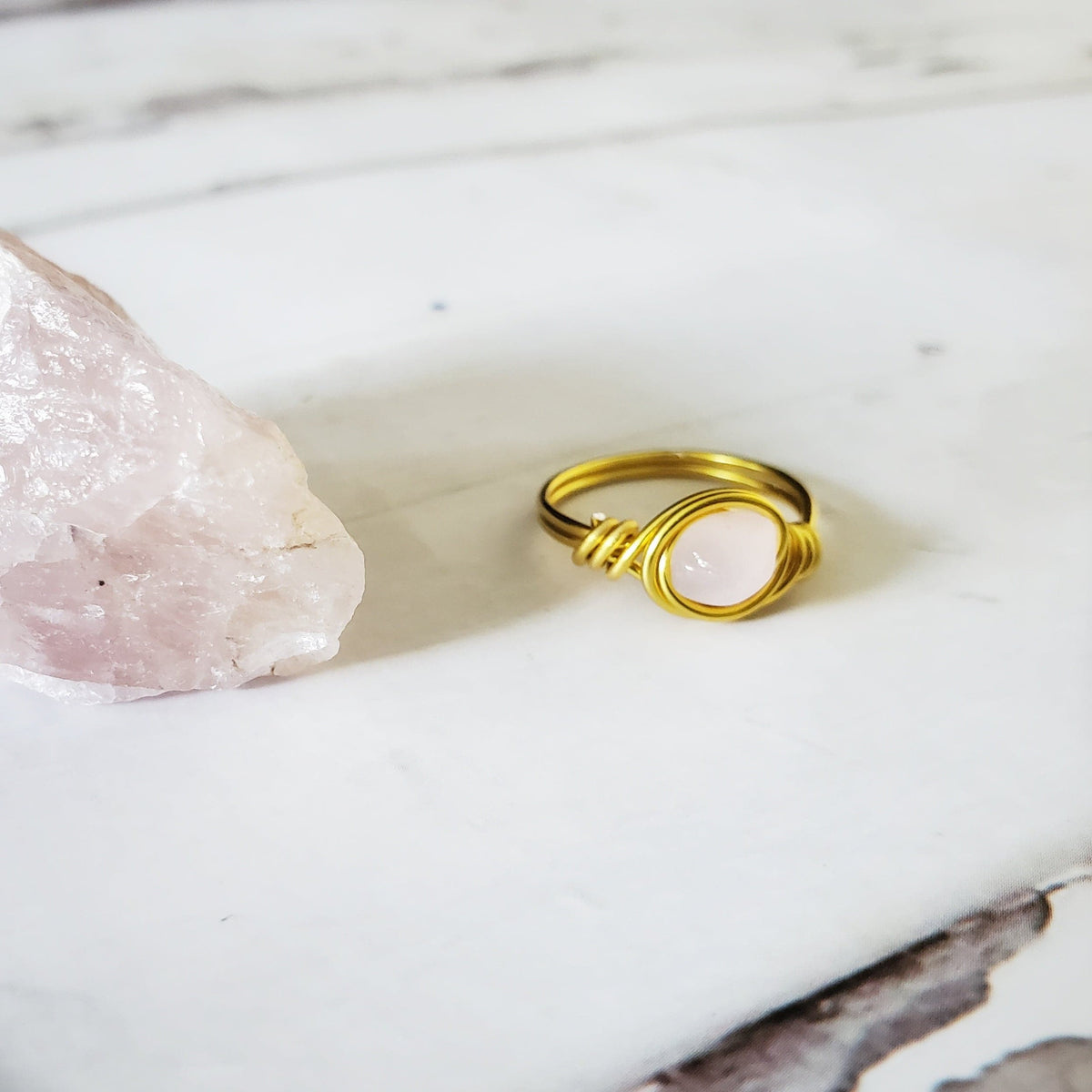 Rose Quartz | 18K Gold Handmade Wire-Wrapped Ring