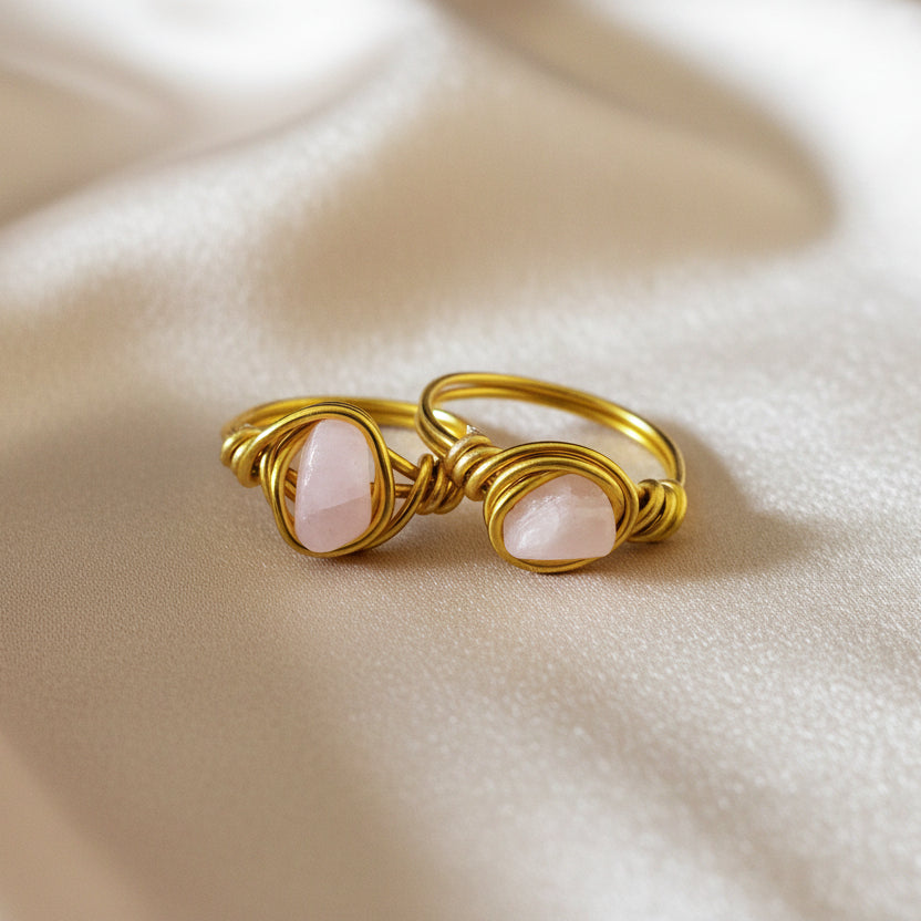 Rose Quartz | 18K Gold Handmade Wire-Wrapped Ring