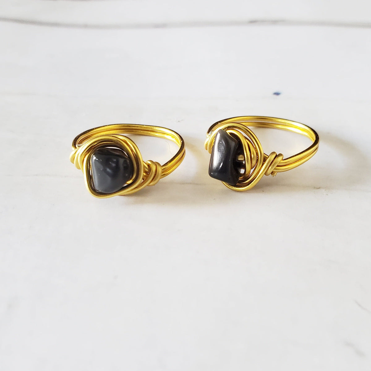 OBSIDIAN | Minimalist 18K Gold-Layered Handmade Wire-Wrapped Ring