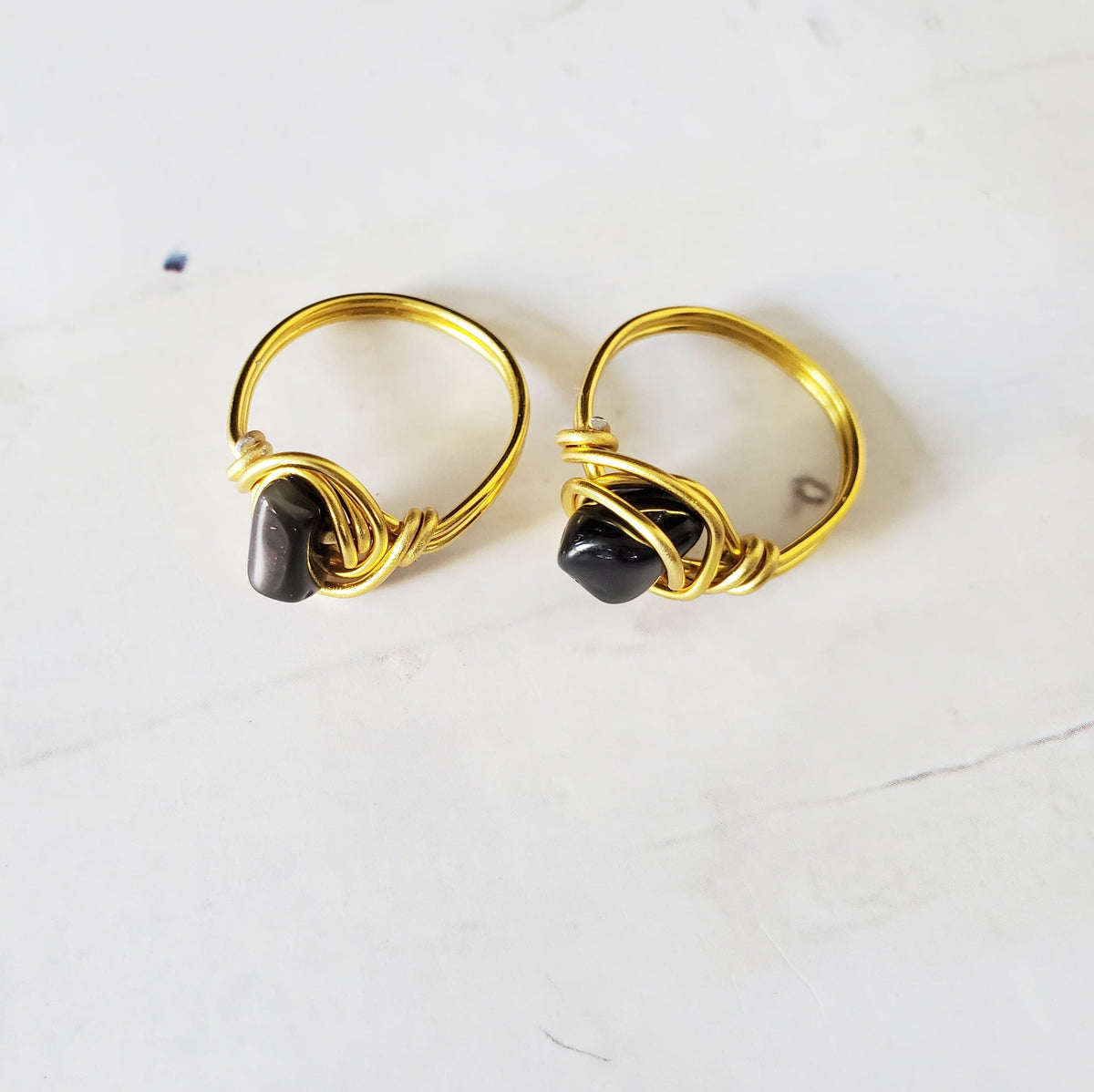 OBSIDIAN | Minimalist 18K Gold-Layered Handmade Wire-Wrapped Ring