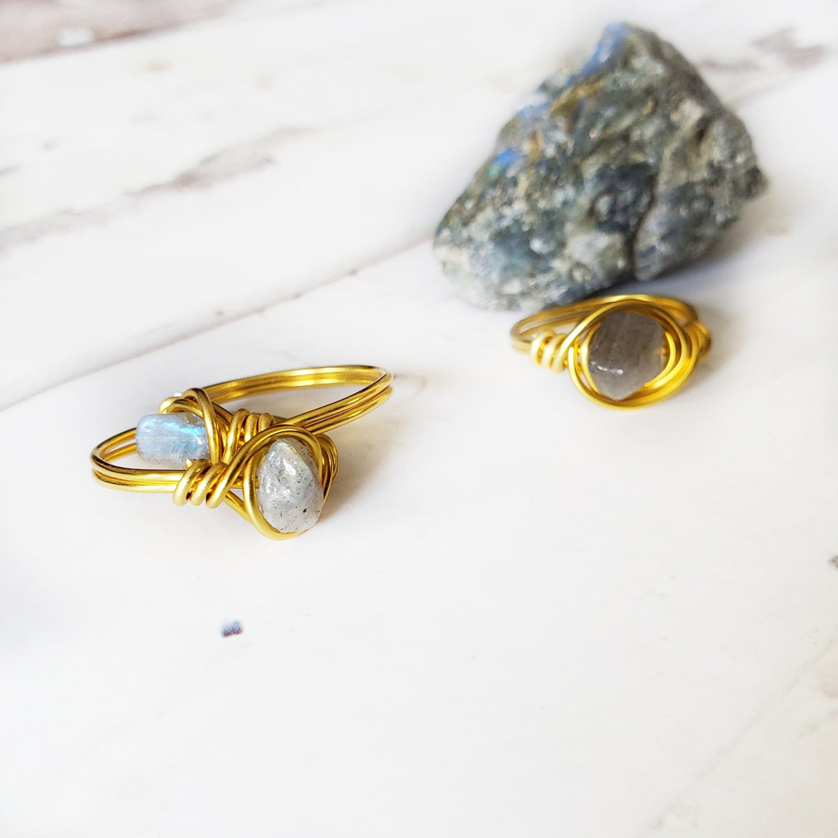 LABRADORITE | Minimalist 18K Gold-Layered Handmade Wire-Wrapped Ring