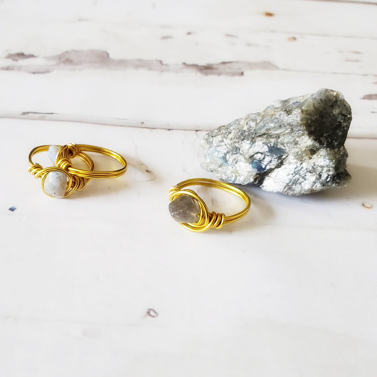 LABRADORITE | Minimalist 18K Gold-Layered Handmade Wire-Wrapped Ring