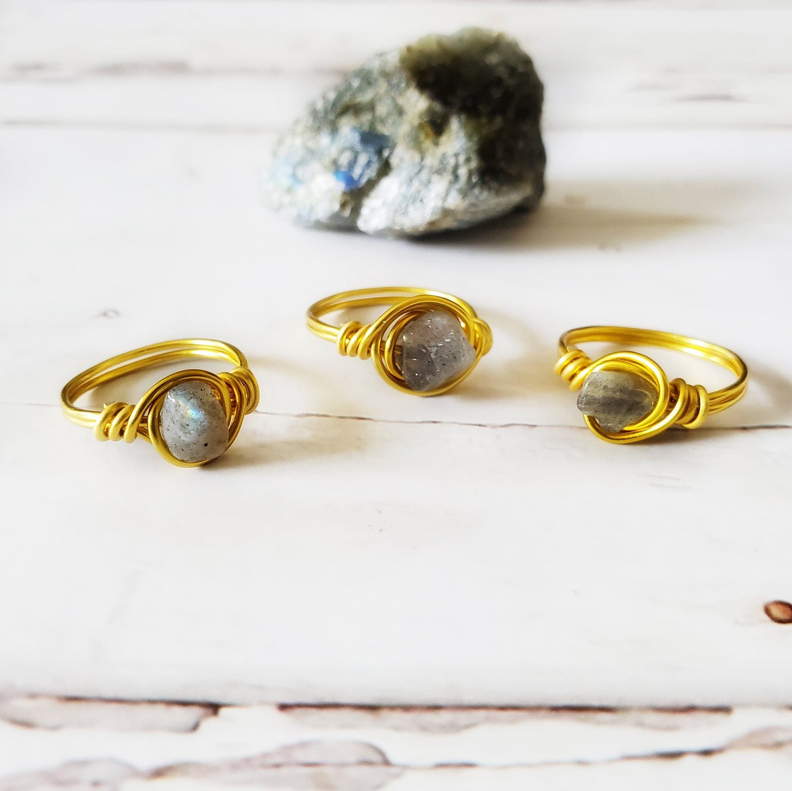 LABRADORITE | Minimalist 18K Gold-Layered Handmade Wire-Wrapped Ring