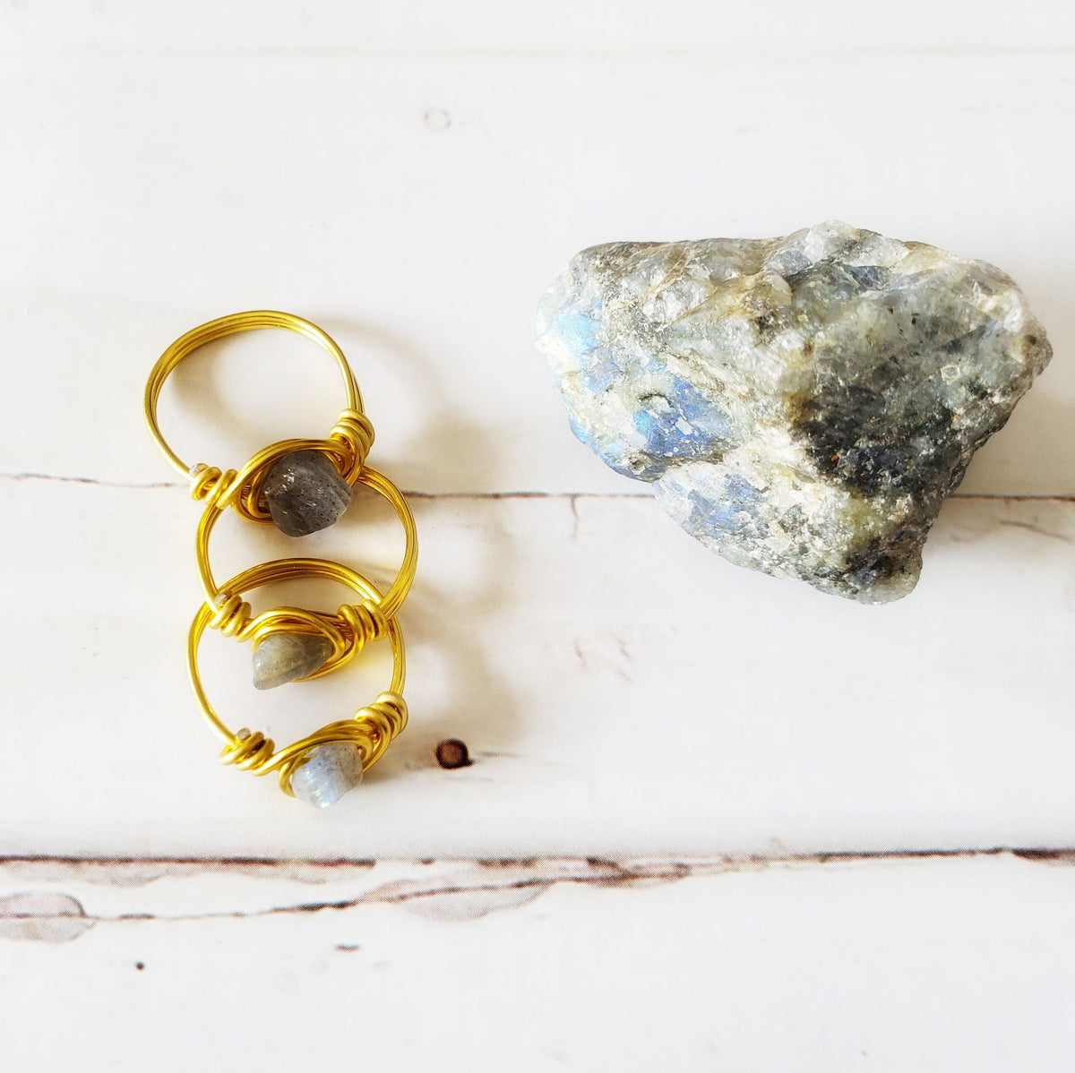 LABRADORITE | Minimalist 18K Gold-Layered Handmade Wire-Wrapped Ring