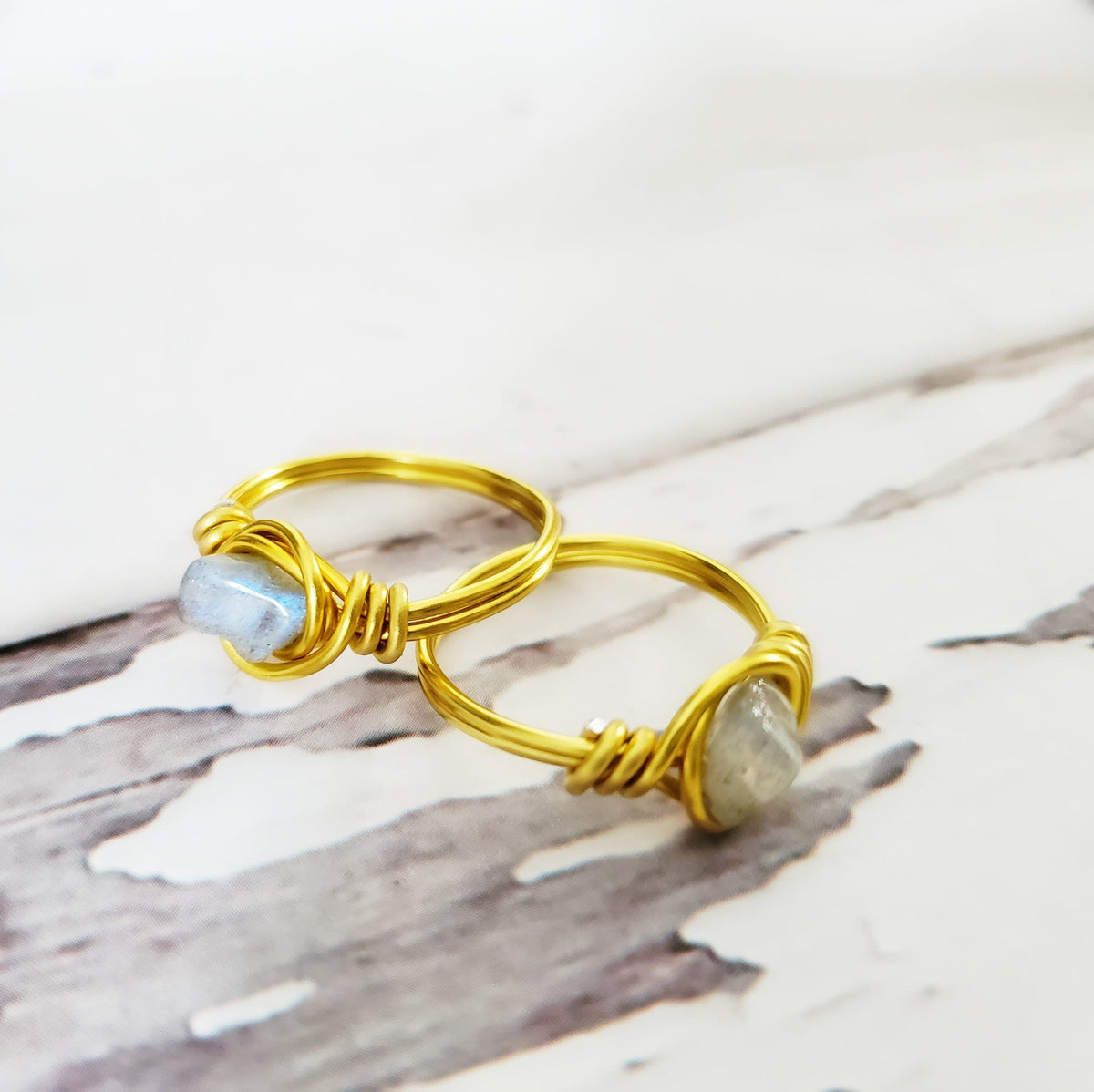 LABRADORITE | Minimalist 18K Gold-Layered Handmade Wire-Wrapped Ring