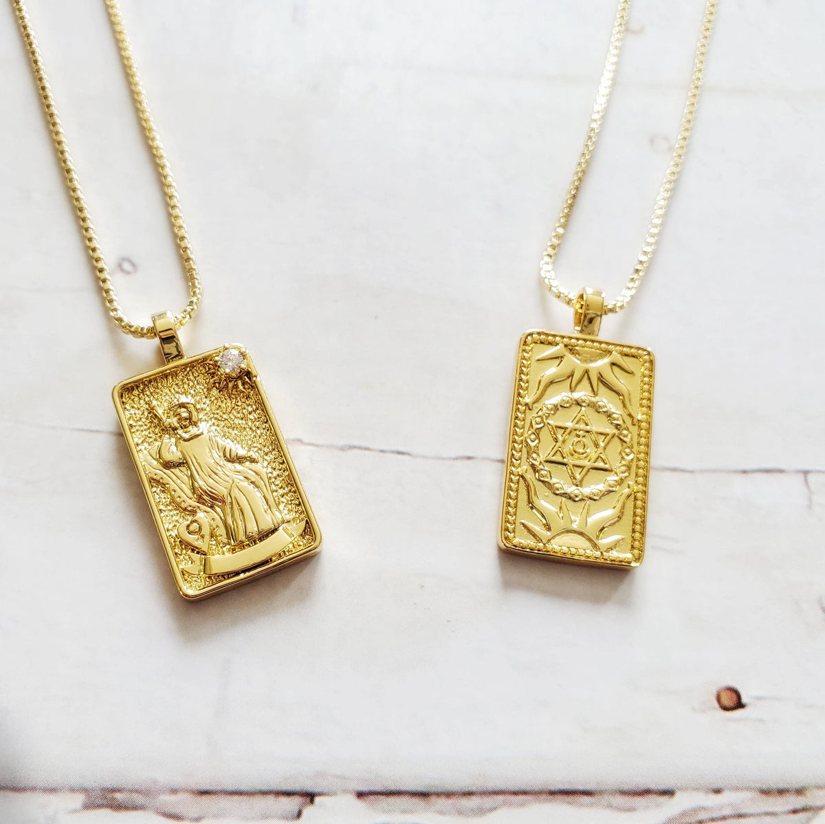 THE EMPRESS 14k Gold Tarot Card Necklace