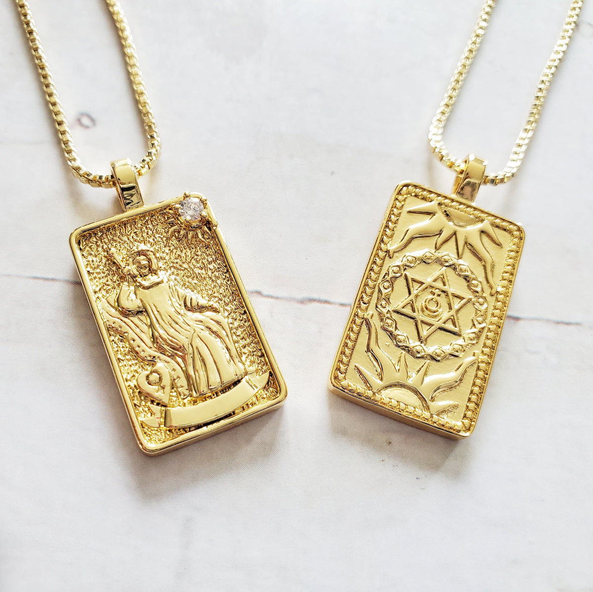 THE EMPRESS 14k Gold Tarot Card Necklace