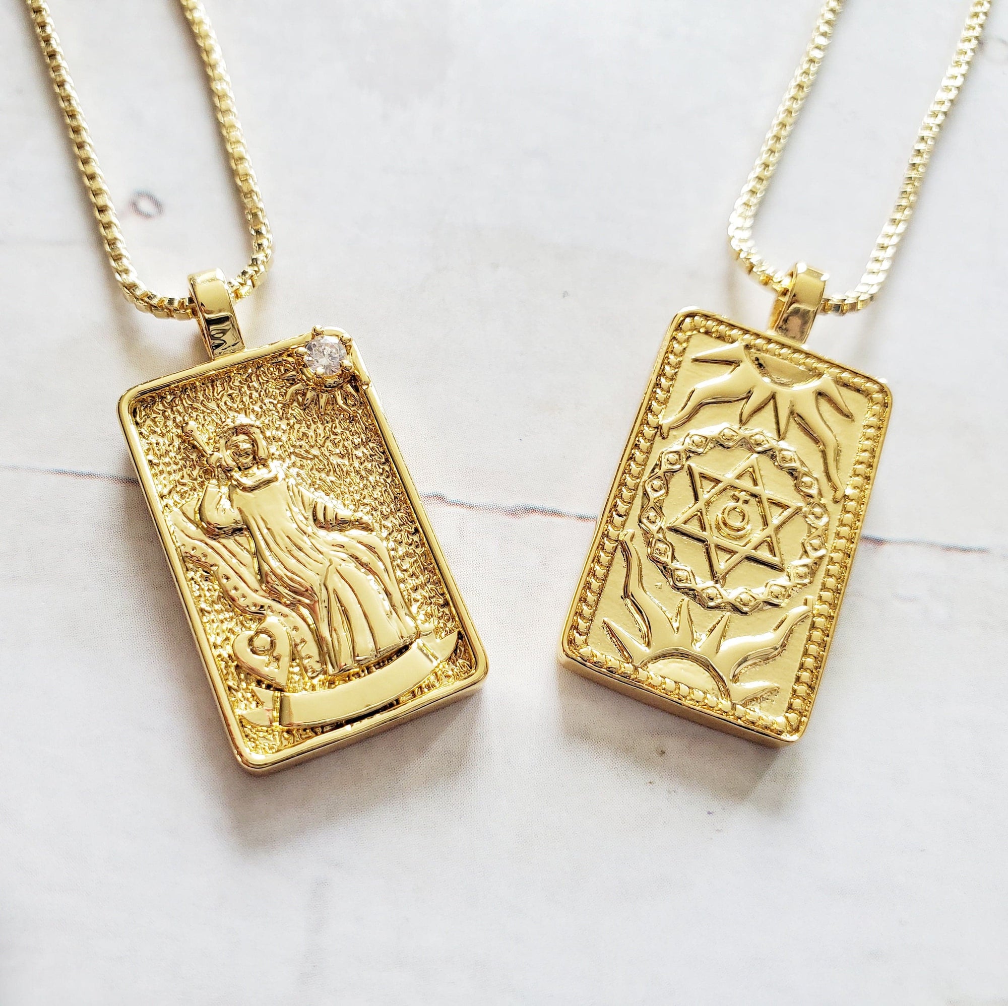 THE EMPRESS 14k Gold Tarot Card Necklace