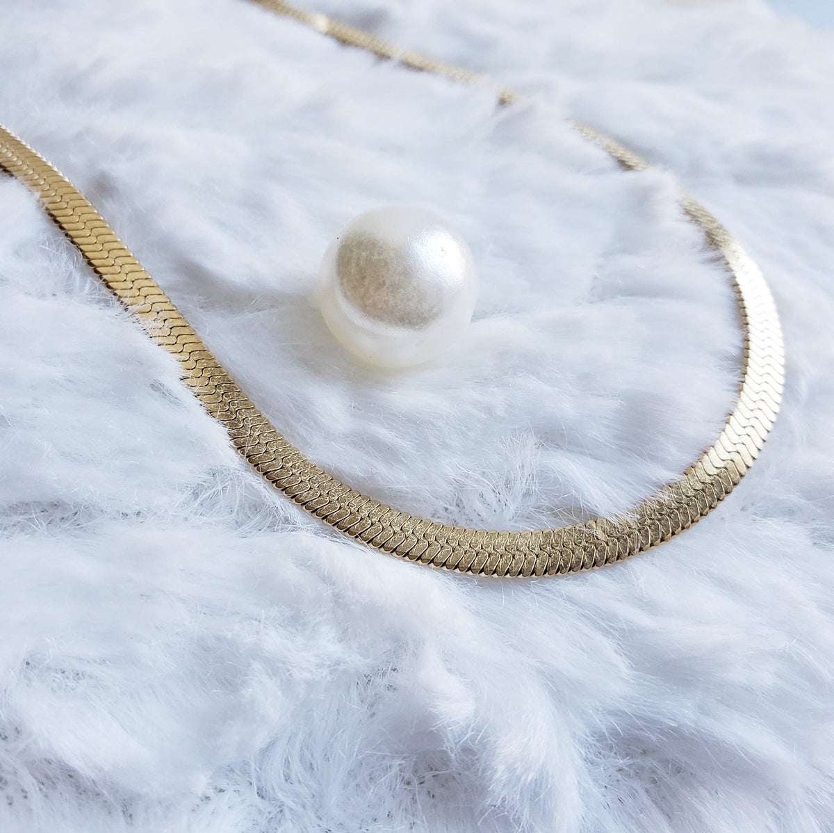 HERRINGBONE | 14K Gold Flat Snake Chain  Necklace