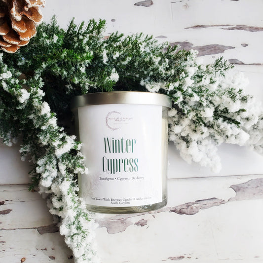 WINTER CYPRESS | 8 oz Beeswax Candle | Eucalyptus Aromatherapy Candle