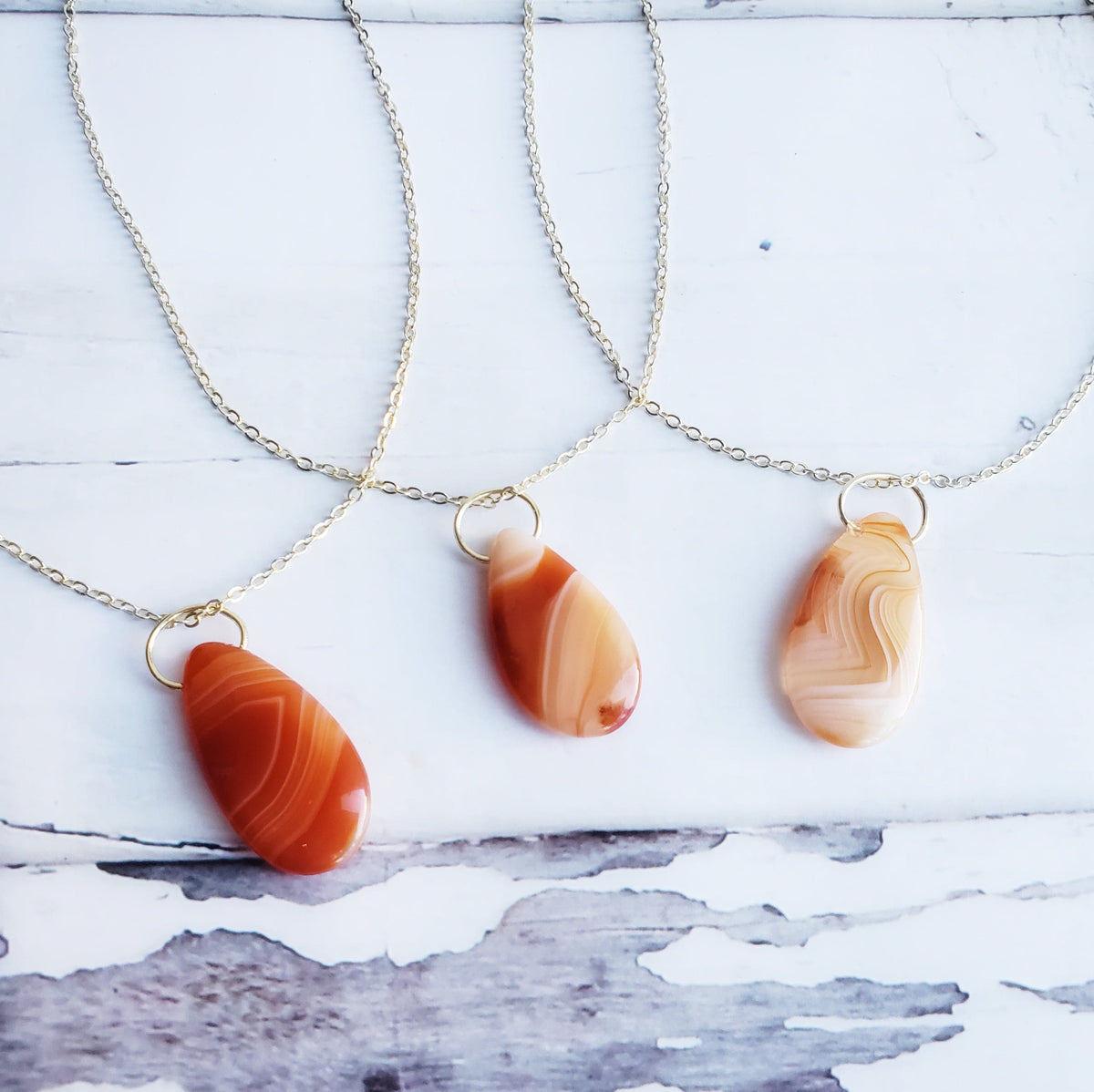 CARNELIAN | 14K Gold Cable Chain Crystal Necklace