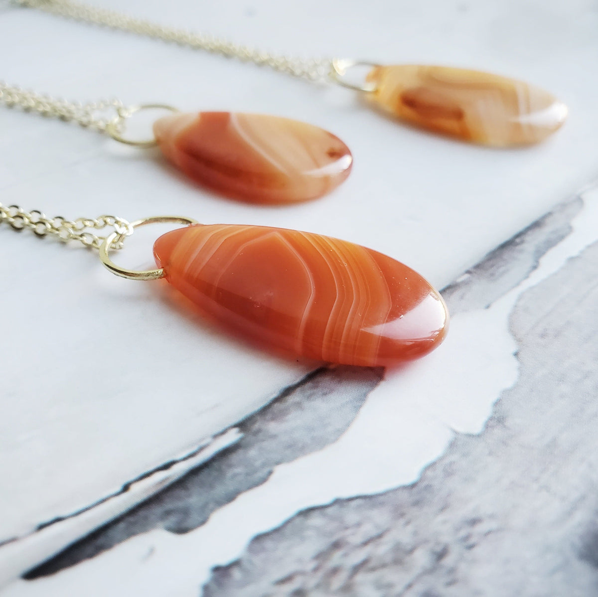 CARNELIAN | 14K Gold Cable Chain Crystal Necklace