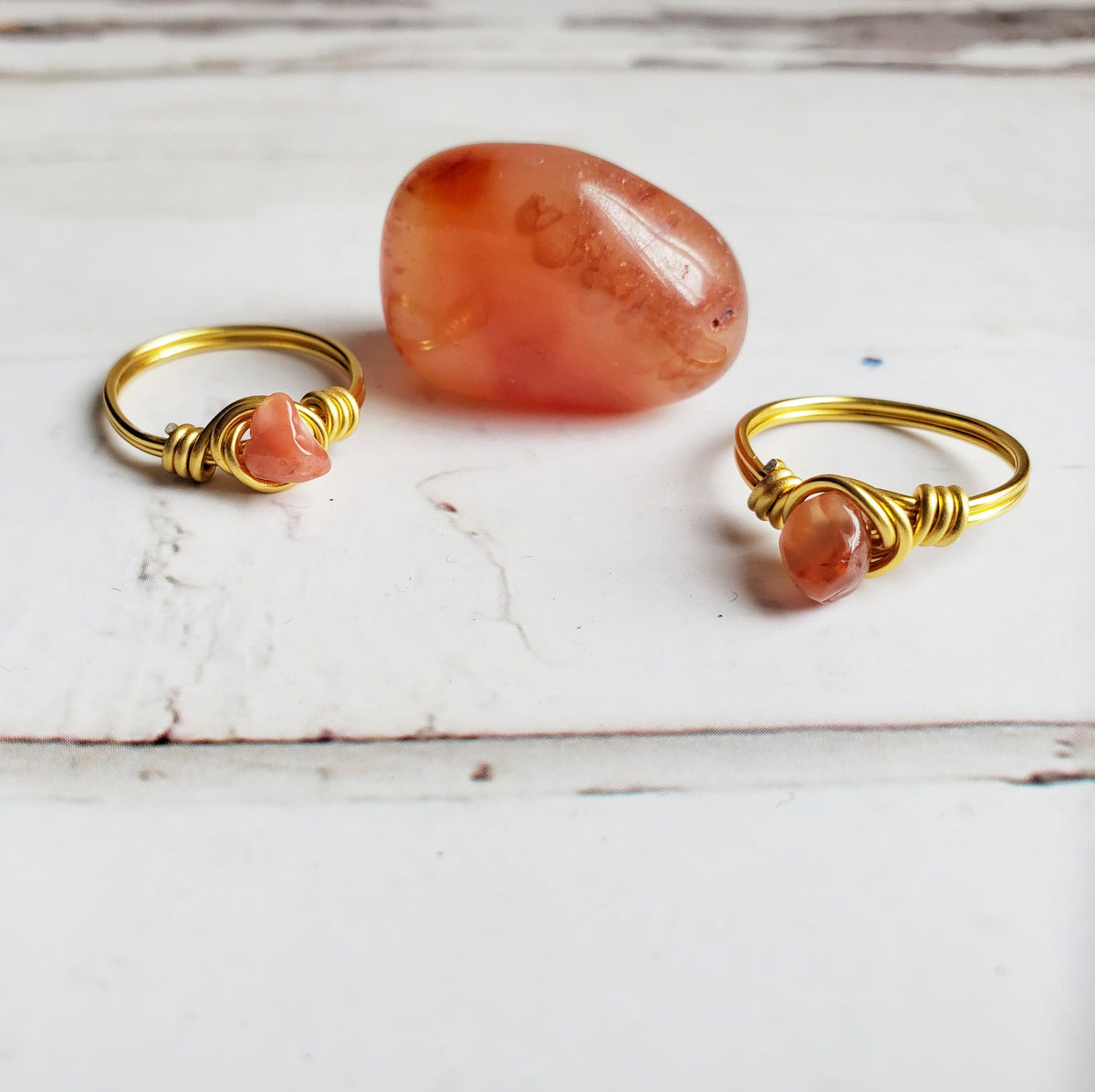 CARNELIAN | Minimalist 18K Gold Handmade Wire-Wrapped Ring