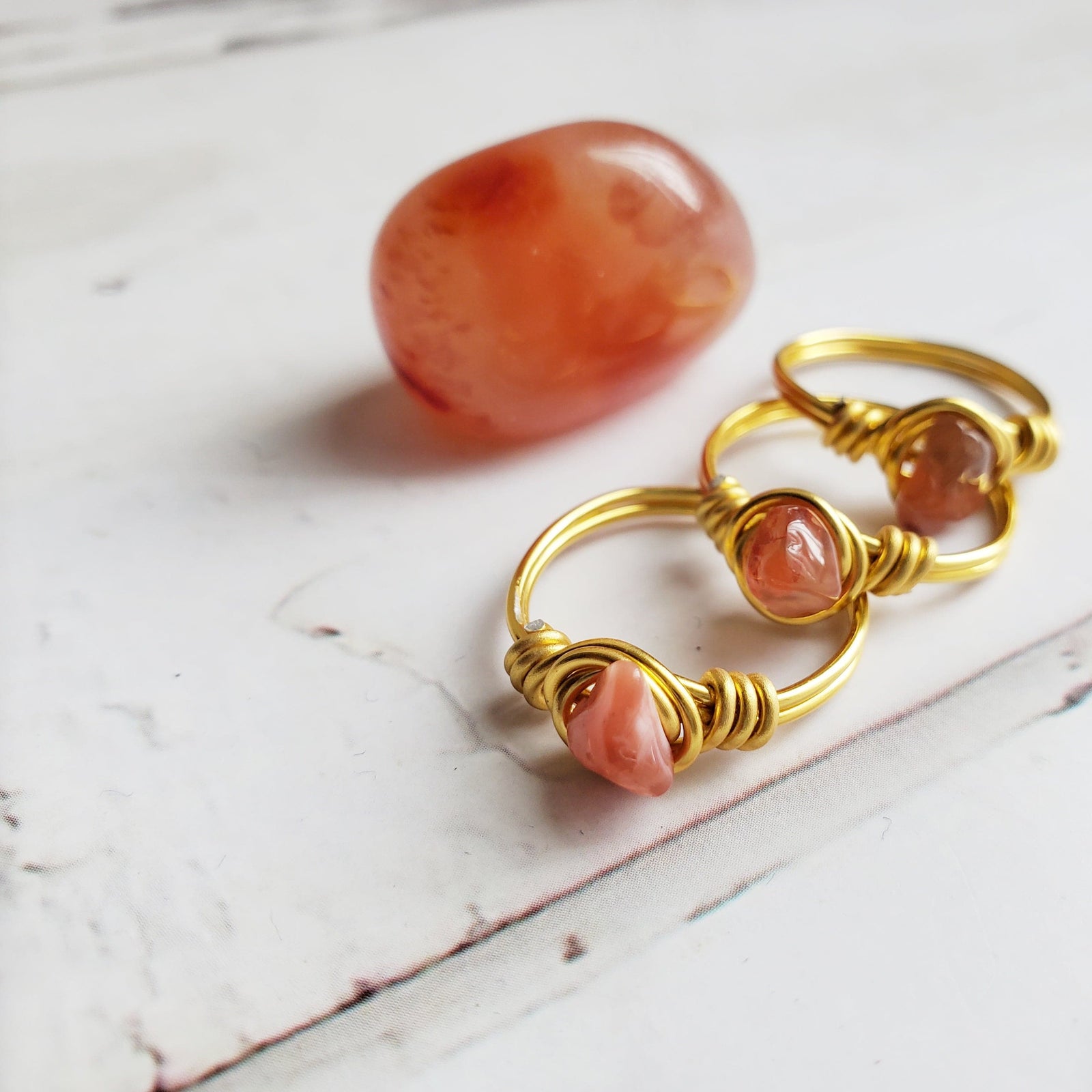 CARNELIAN | Minimalist 18K Gold Handmade Wire-Wrapped Ring