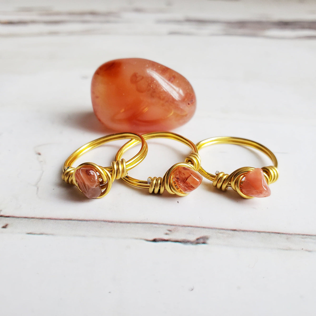 CARNELIAN | Minimalist 18K Gold Handmade Wire-Wrapped Ring