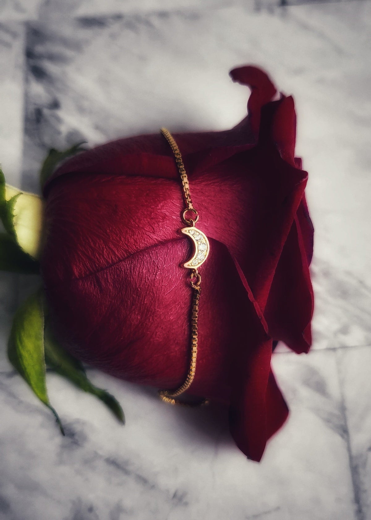 LUNA | 14K Gold Delicate Moon Bracelet | Celestial Crescent Moon Jewelry