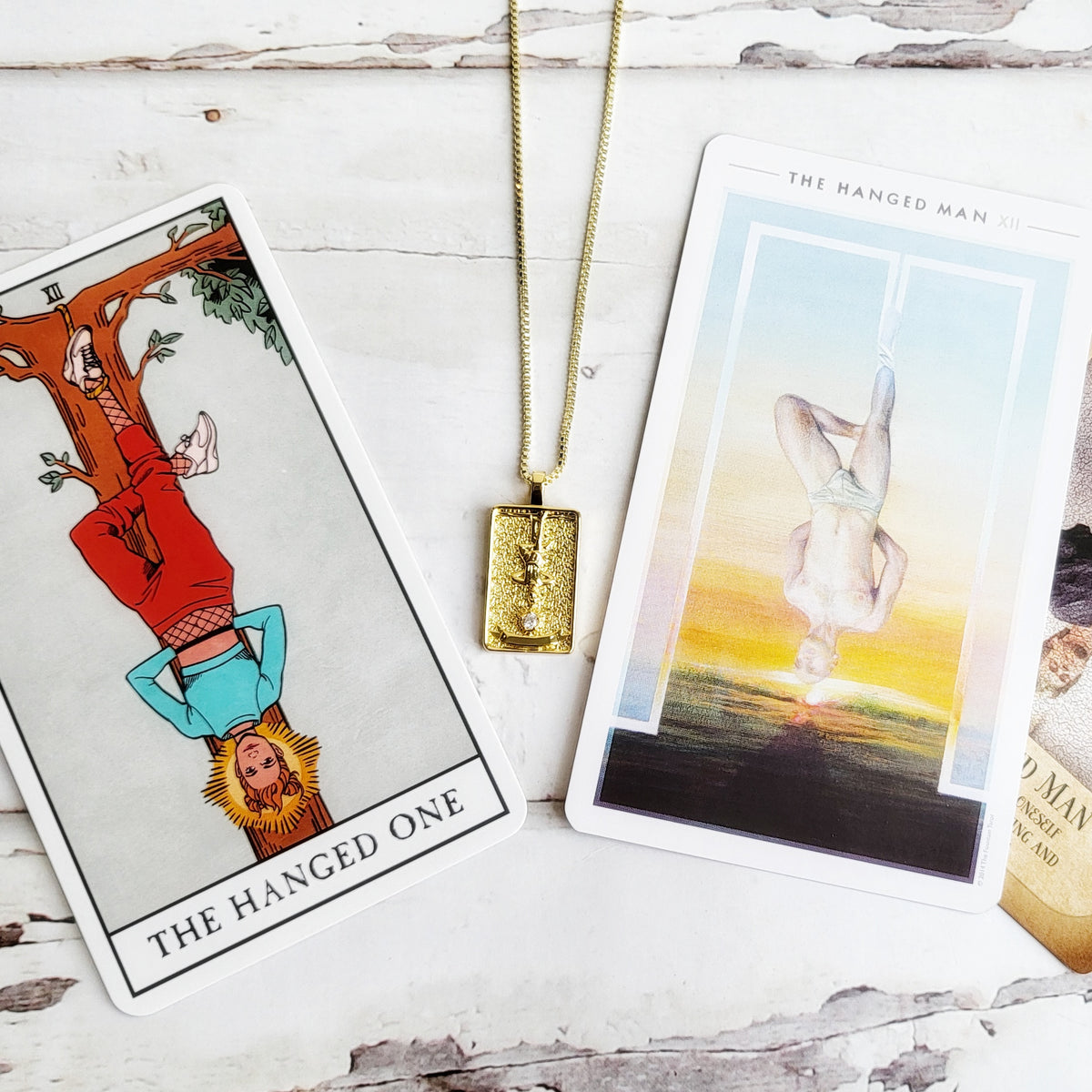 HANGED MAN 14k Gold Tarot Card Necklace