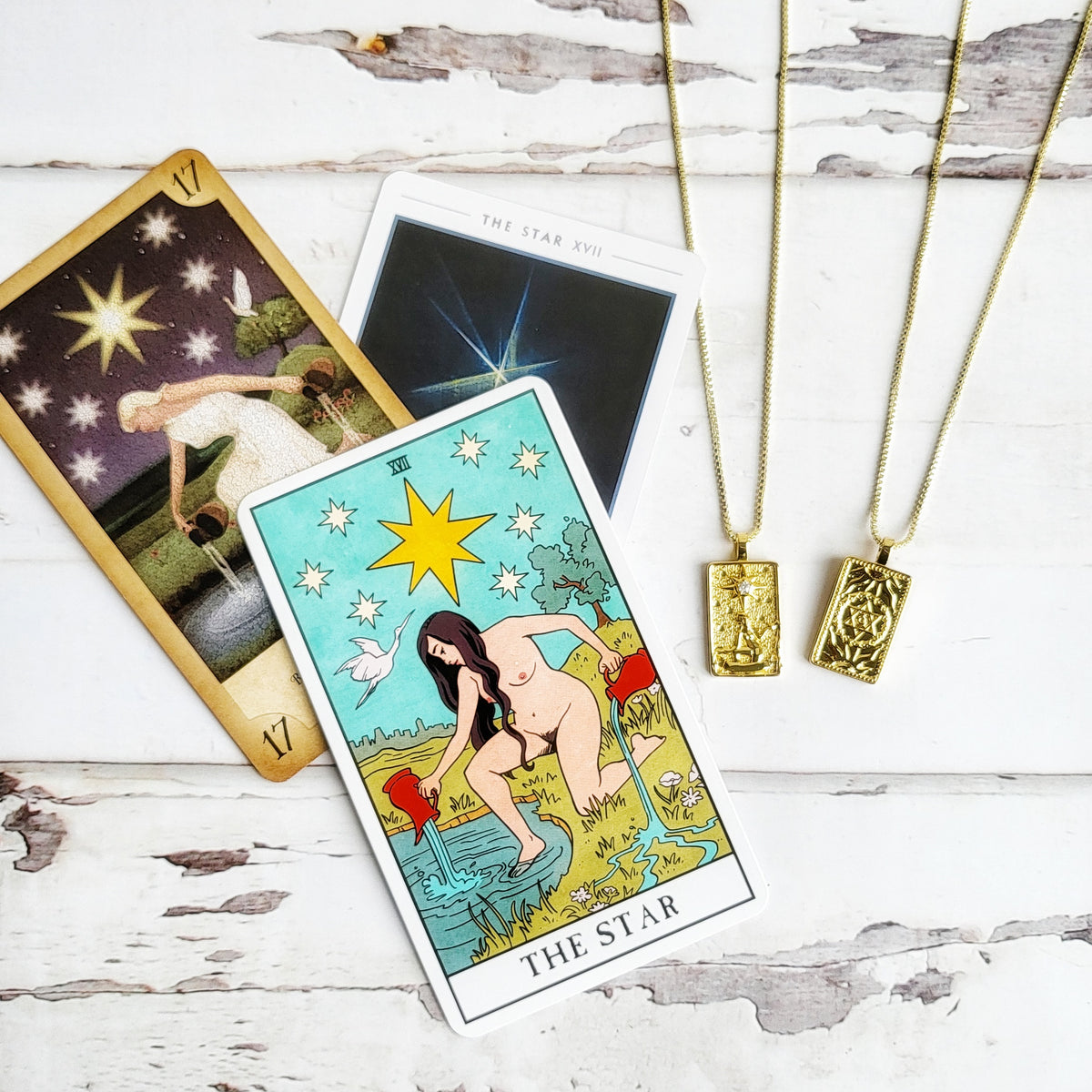 THE STAR 14k Gold Tarot Card Necklace