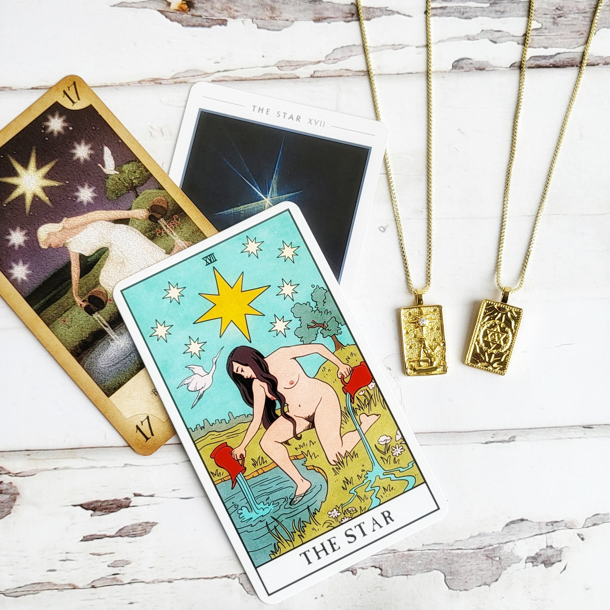 THE STAR 14k Gold Tarot Card Necklace