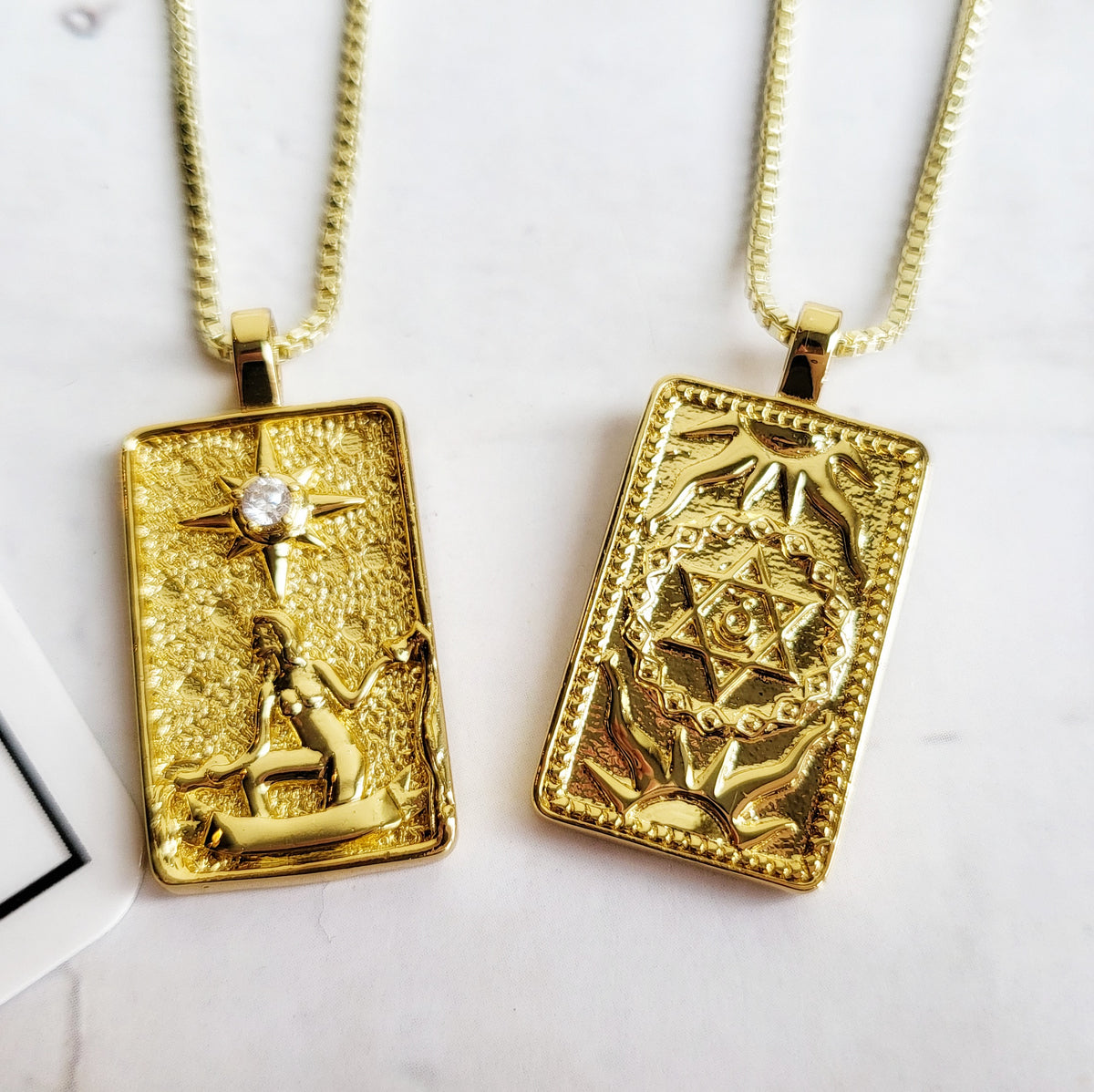 THE STAR 14k Gold Tarot Card Necklace