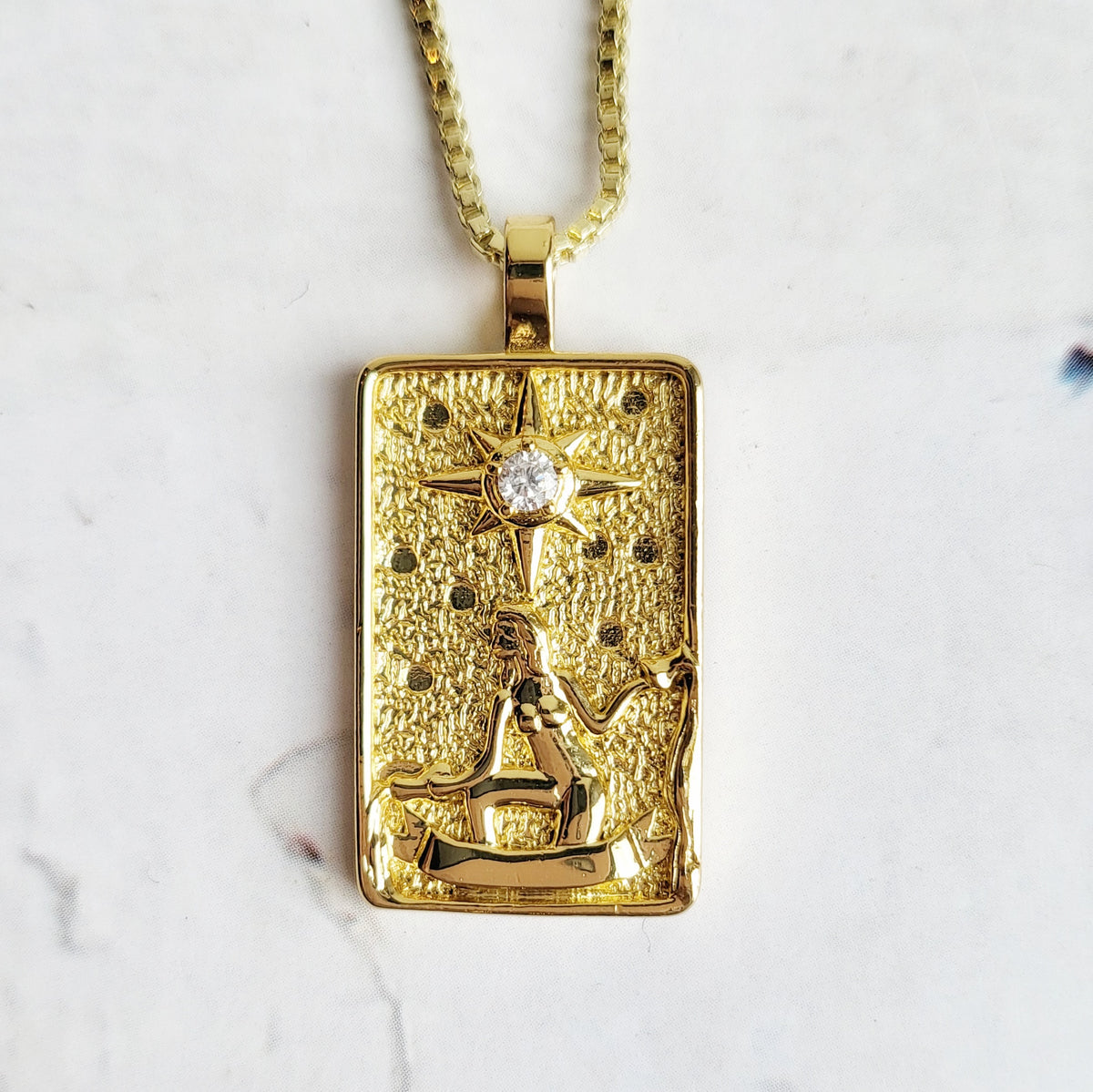 THE STAR 14k Gold Tarot Card Necklace