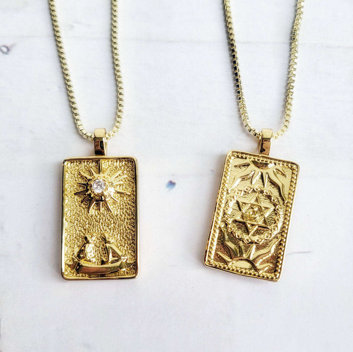 THE MOON 14k Gold Tarot Card Necklace