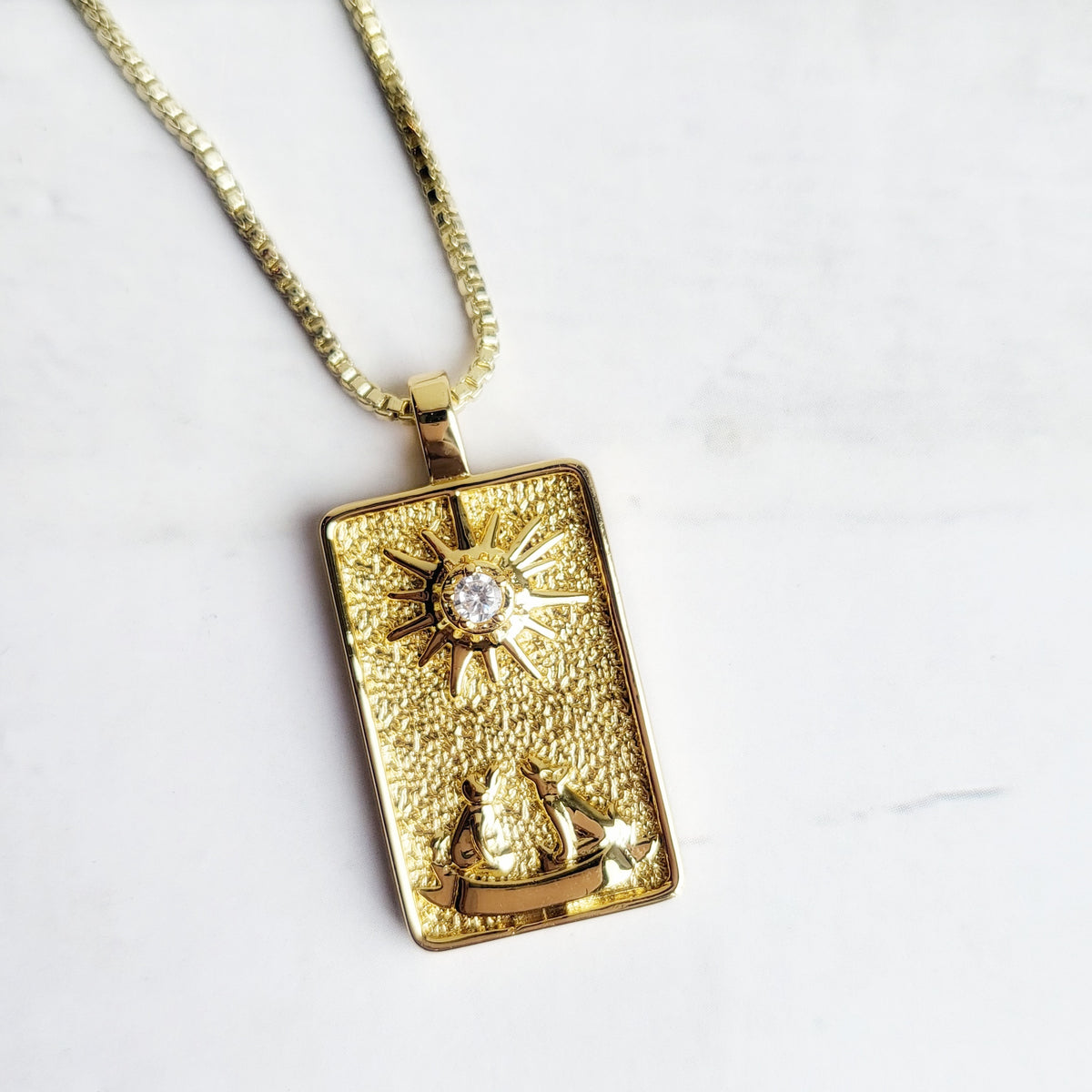 THE MOON 14k Gold Tarot Card Necklace