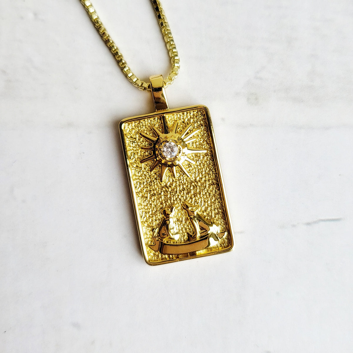 THE MOON 14k Gold Tarot Card Necklace