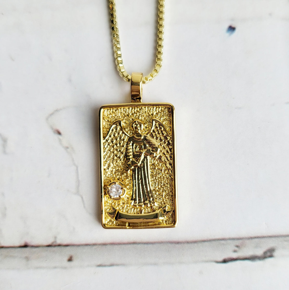 TEMPERANCE 14k Gold Tarot Card Necklace