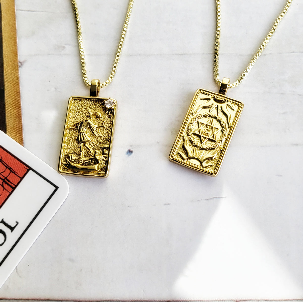 THE FOOL 14k Gold Tarot Card Necklace