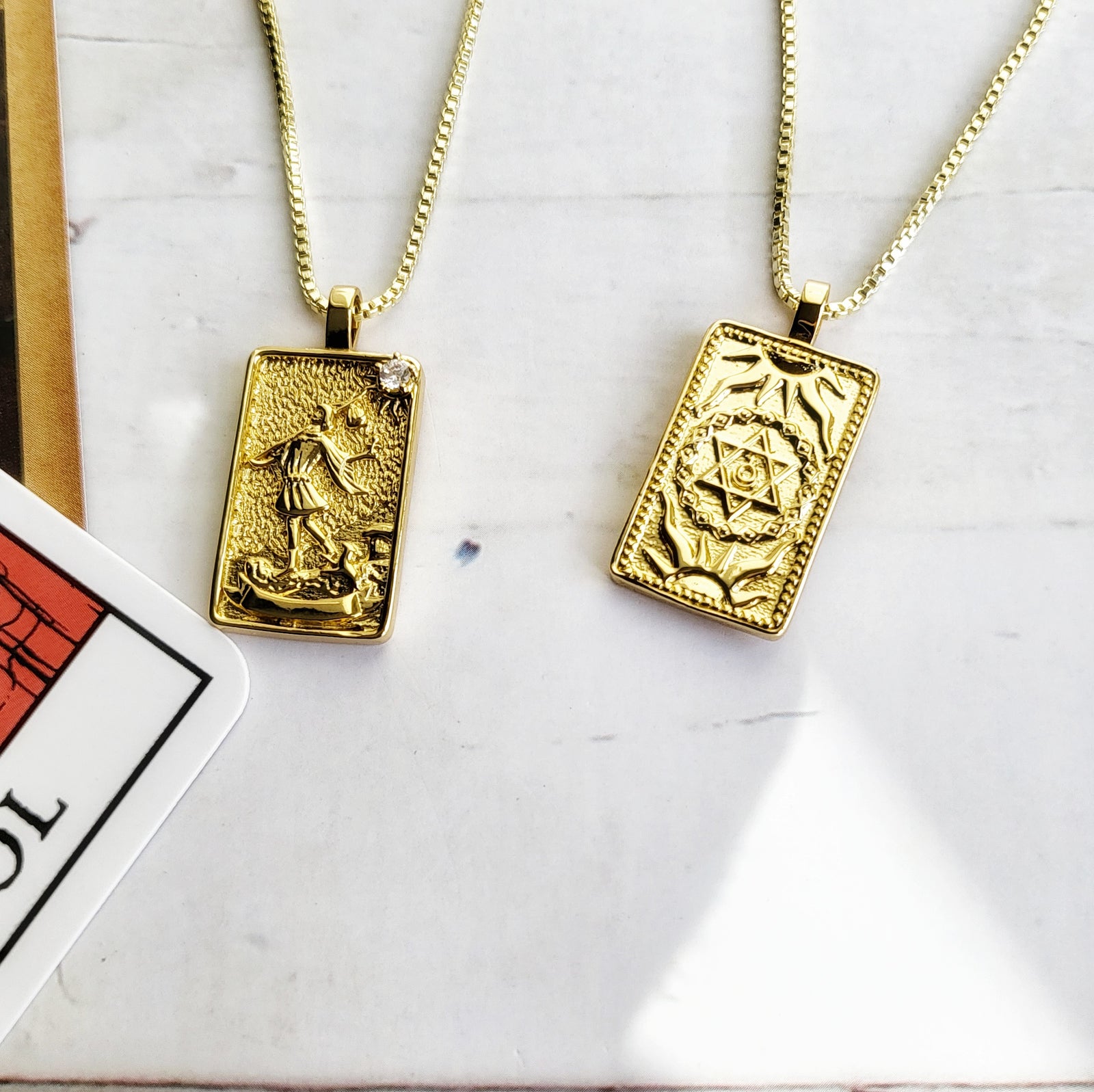 THE FOOL 14k Gold Tarot Card Necklace