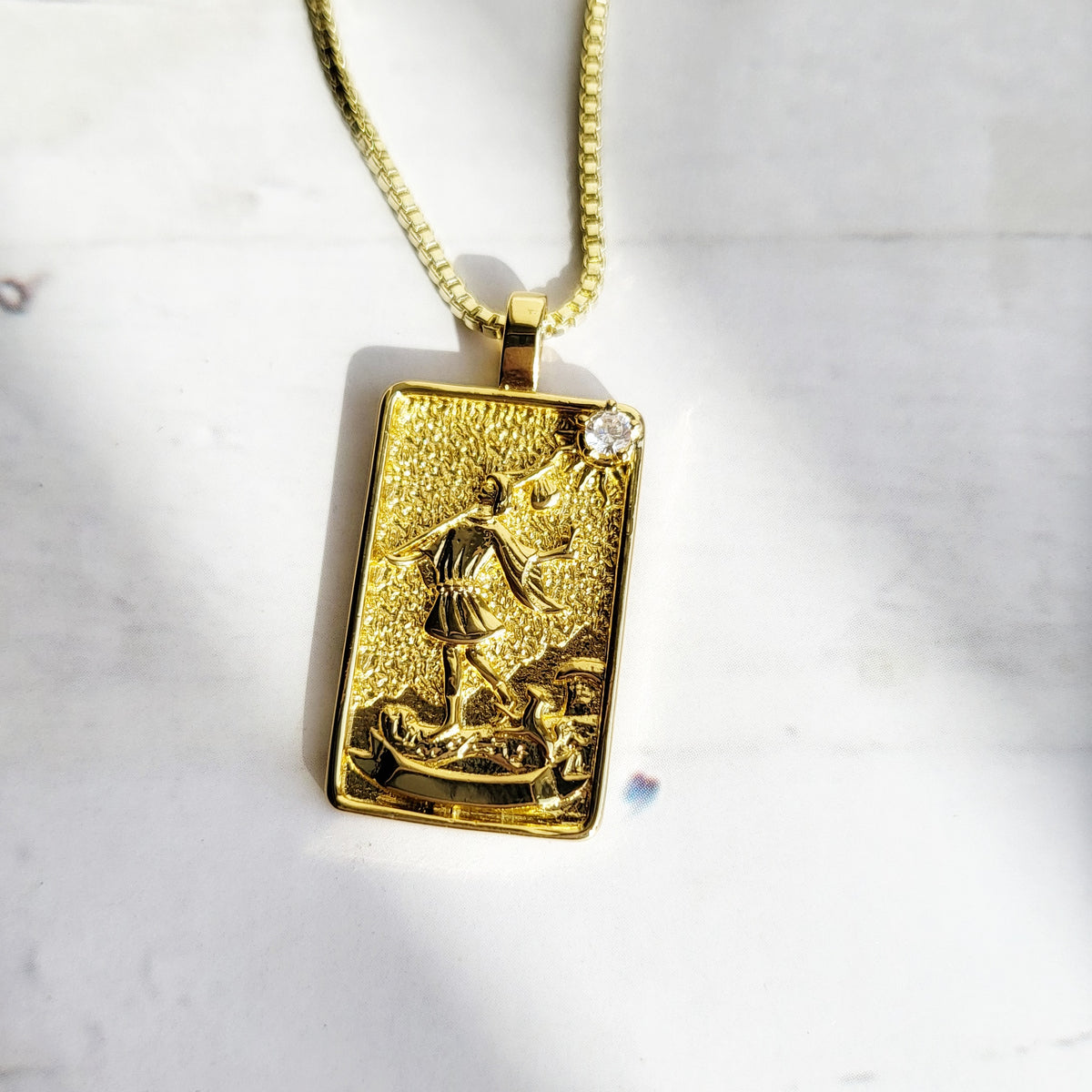 THE FOOL 14k Gold Tarot Card Necklace