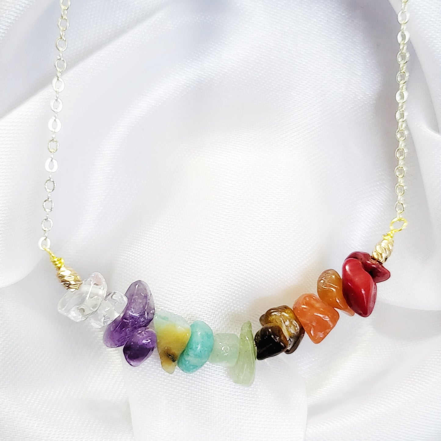 CHAKRA Crystal Necklace | 14K Gold Raw Gemstone Necklace | Chakra Stone Jewelry | Agate | Carnelian | Tiger's Eye | Aventurine | Amethyst