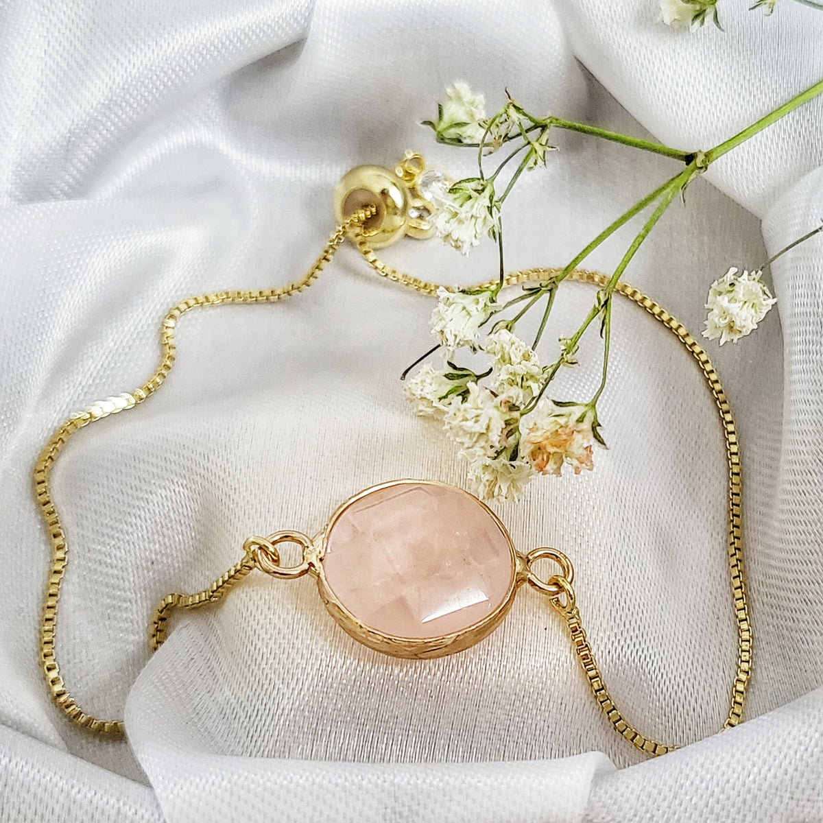 ROSE QUARTZ | 14K Gold Gemstone Bracelet