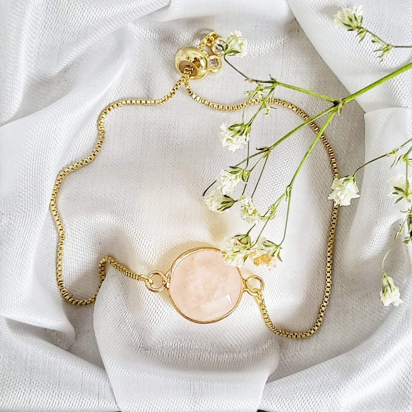 ROSE QUARTZ | 14K Gold Gemstone Bracelet | Crystal Healing Intention Jewelry