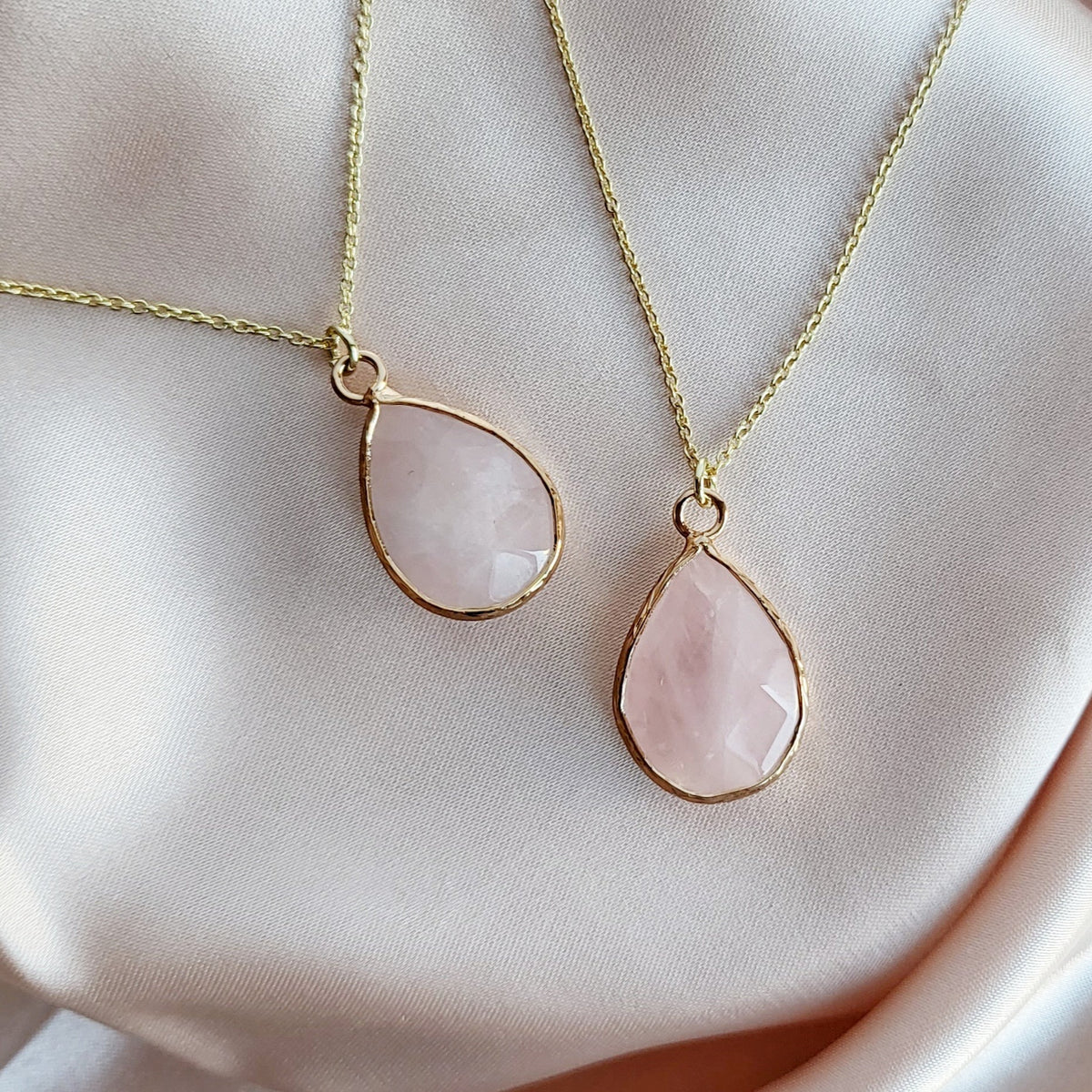 ROSE QUARTZ | 14K Gold Adjustable Cable Chain Pendant Necklace