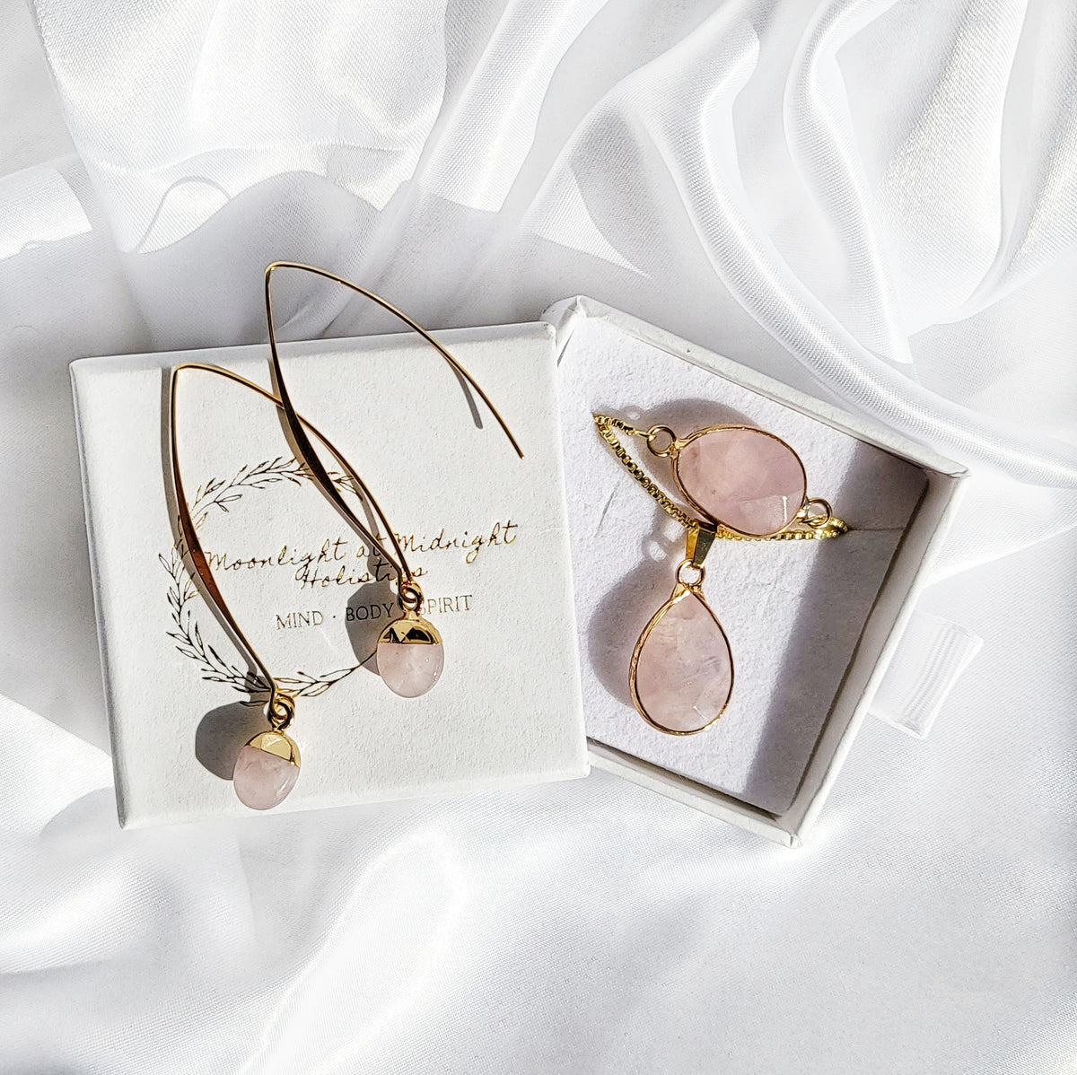 APHRODITE | Rose Quartz Crystal Jewelry Set