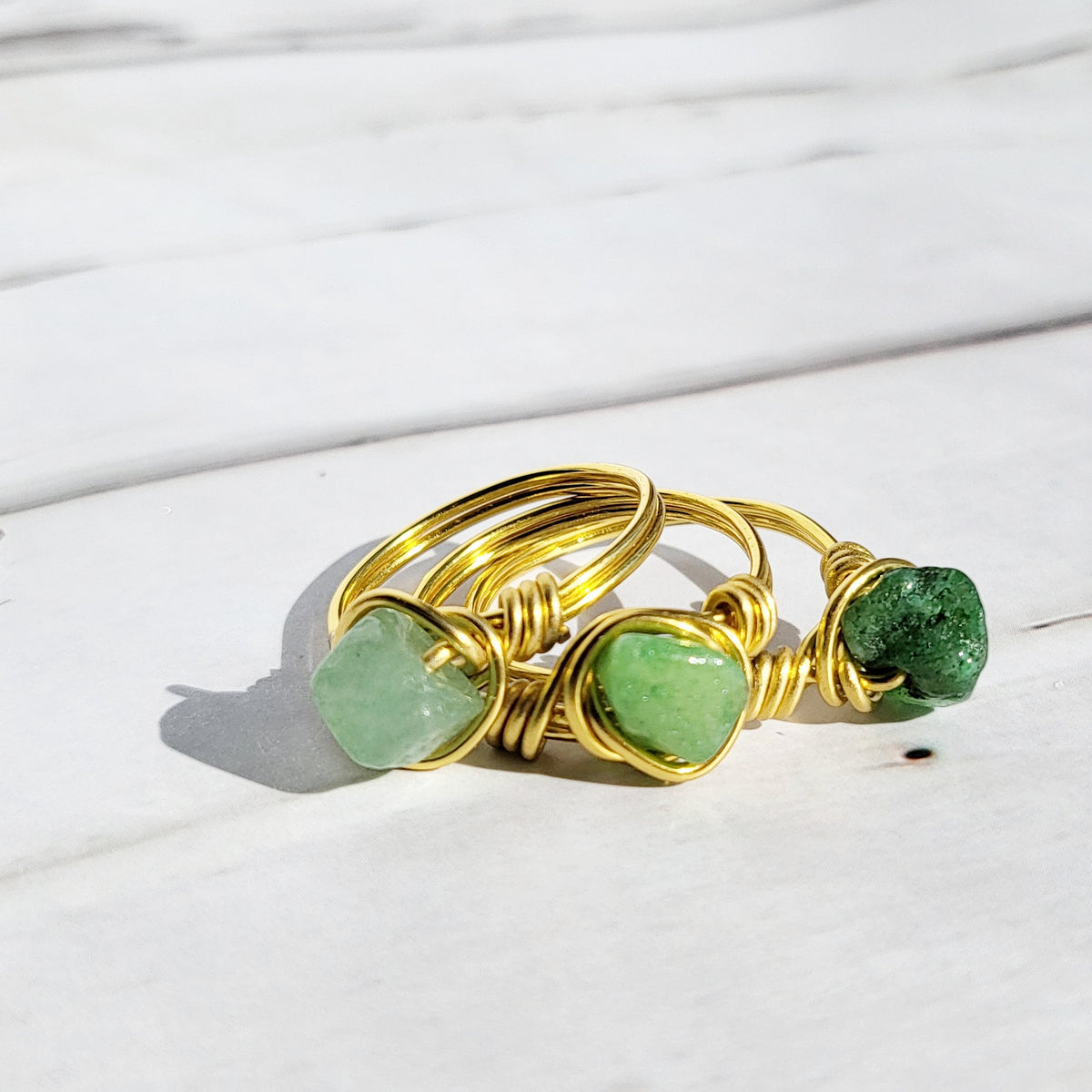 AVENTURINE | Minimalist 18K Gold Handmade Wire-Wrapped Ring